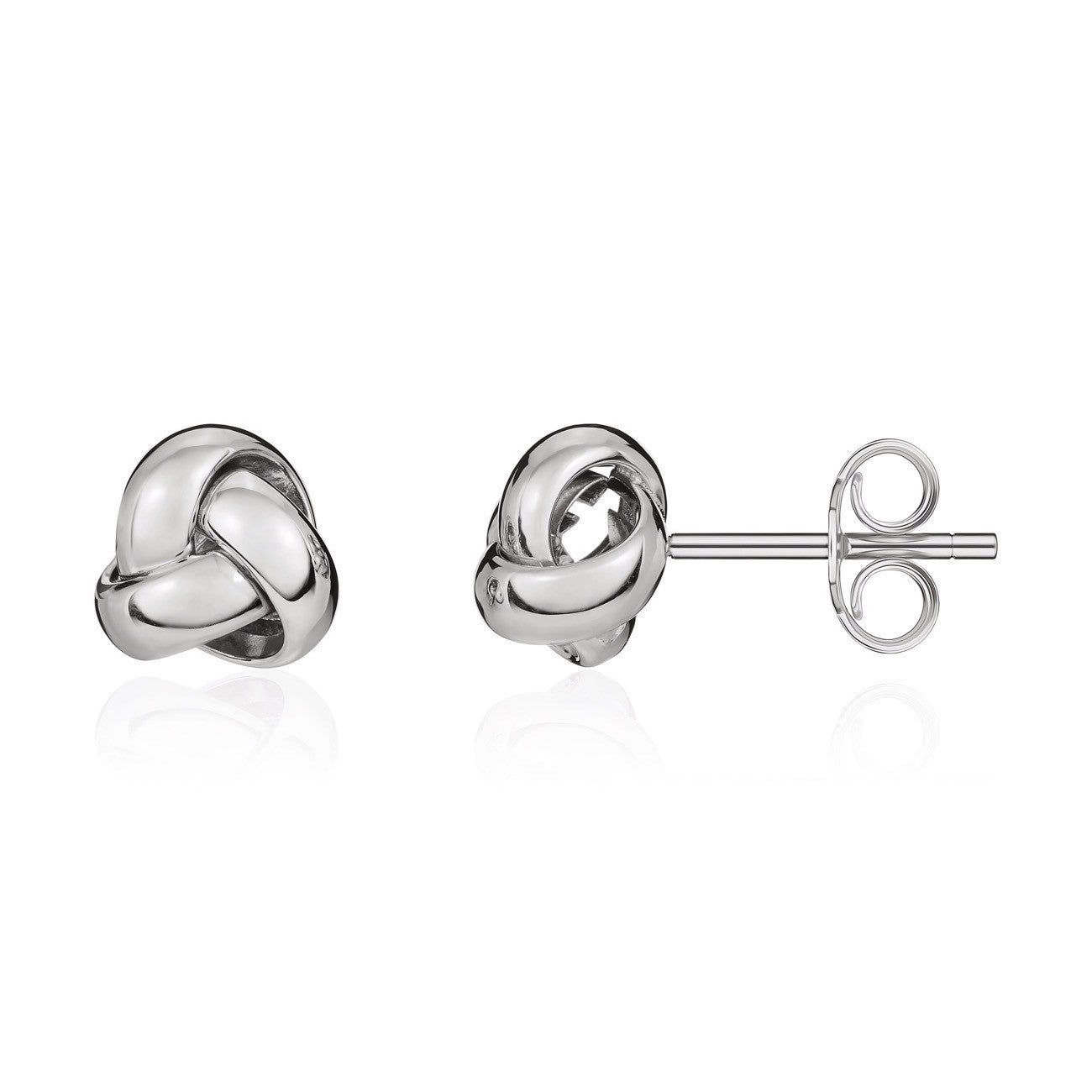 18CT WHITE GOLD POLISHED 3 STRAND 9MM KNOT EARRINGS