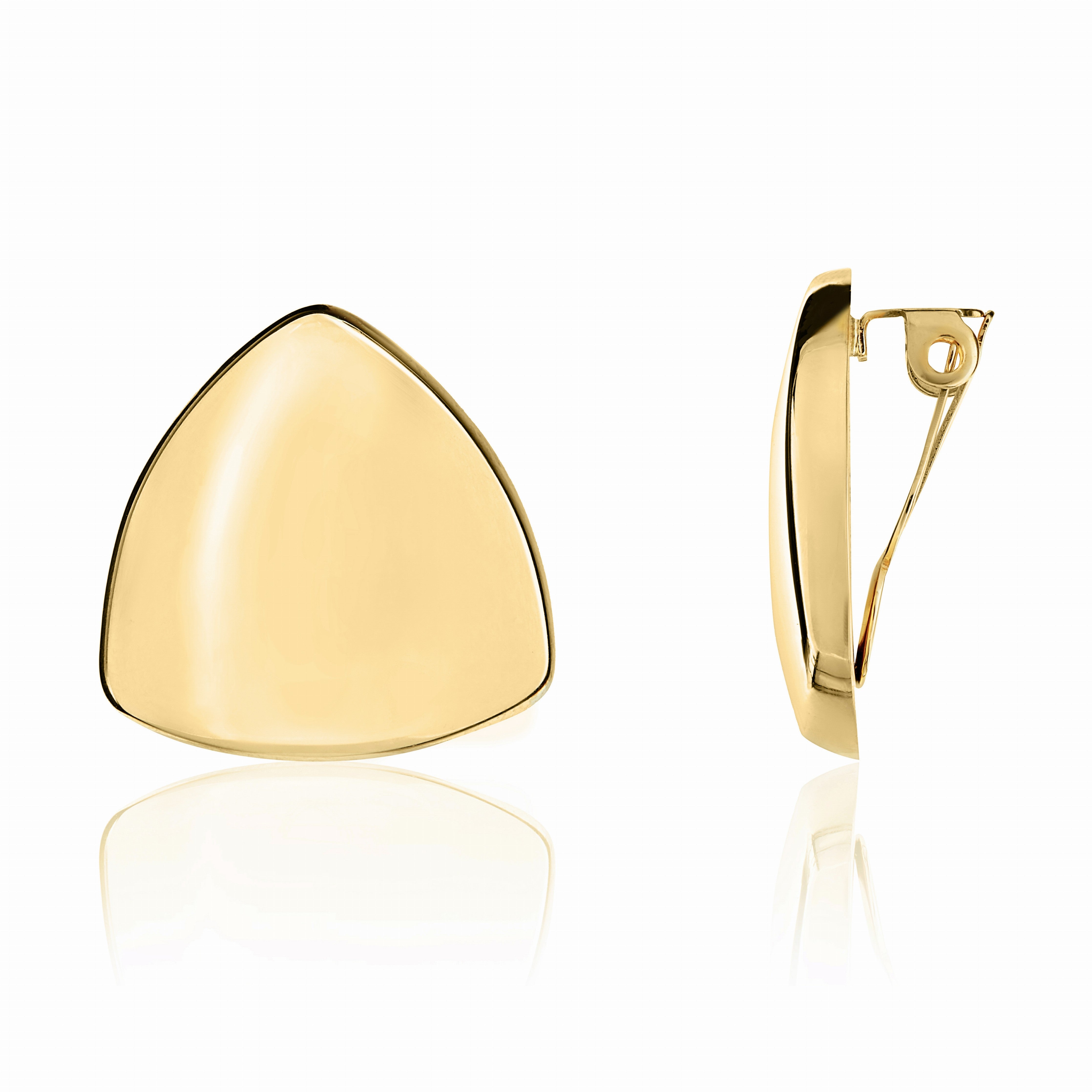 9CT YG POLISHED TRIANGULAR CLIP-ON EARRINGS
