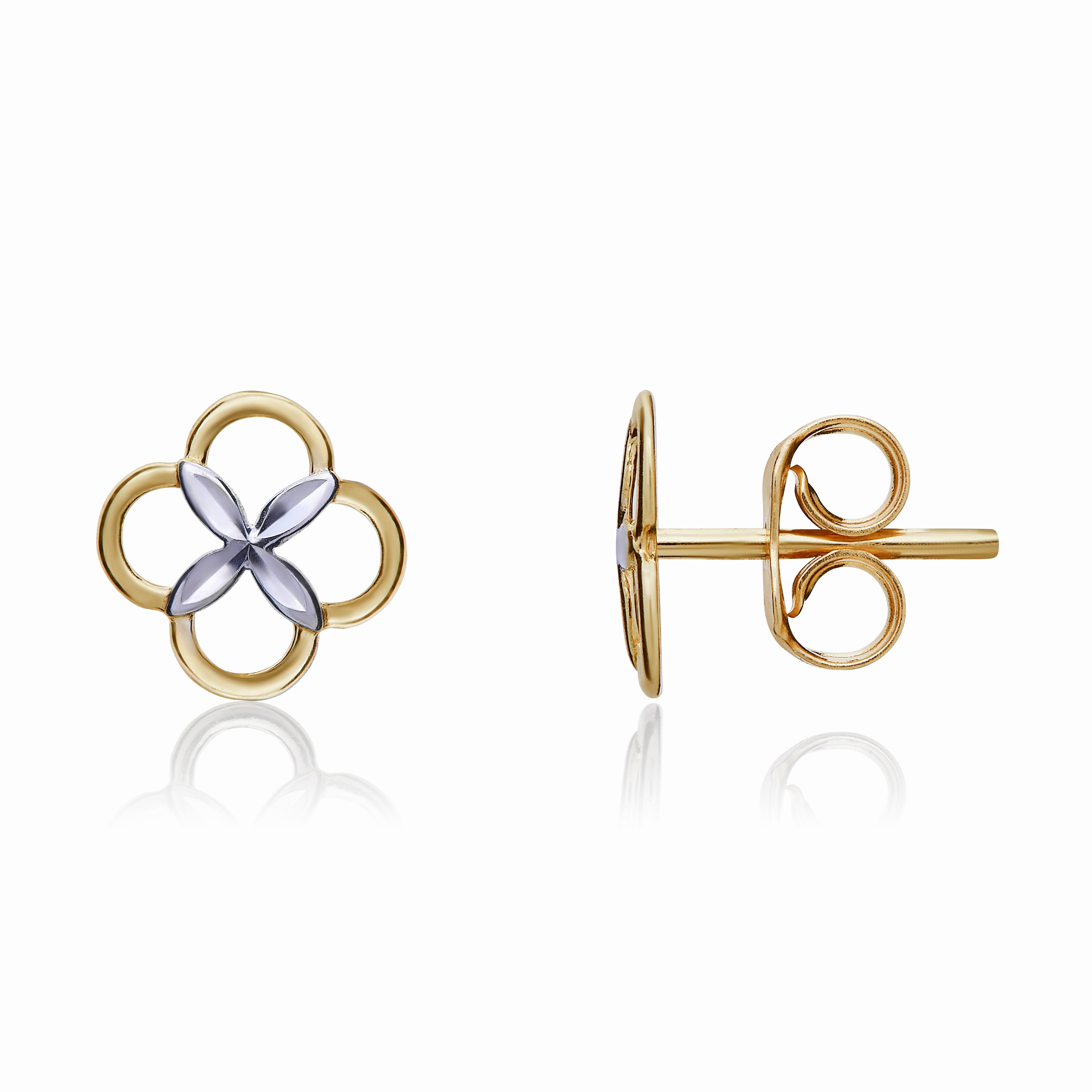 9CT YWG DIAMOND CUT 4 LEAF CLOVER EARRINGS