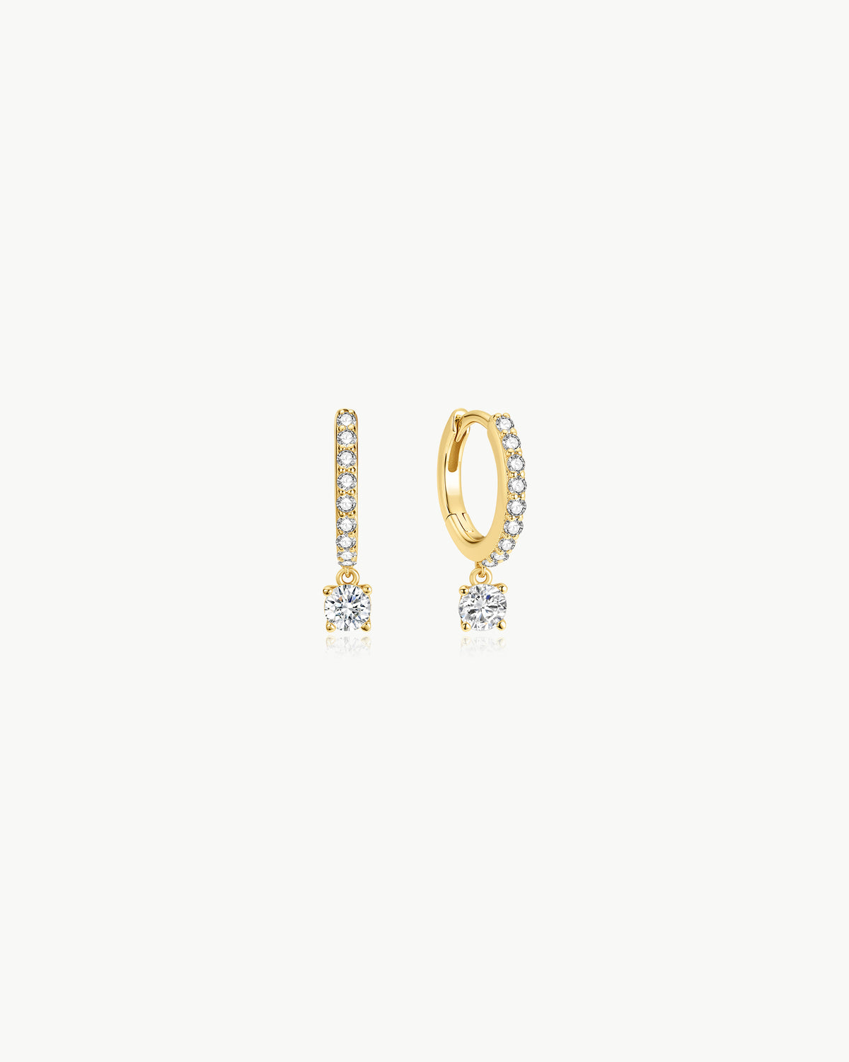 Gold Dangling Sparkle Huggie Hoop Earrings