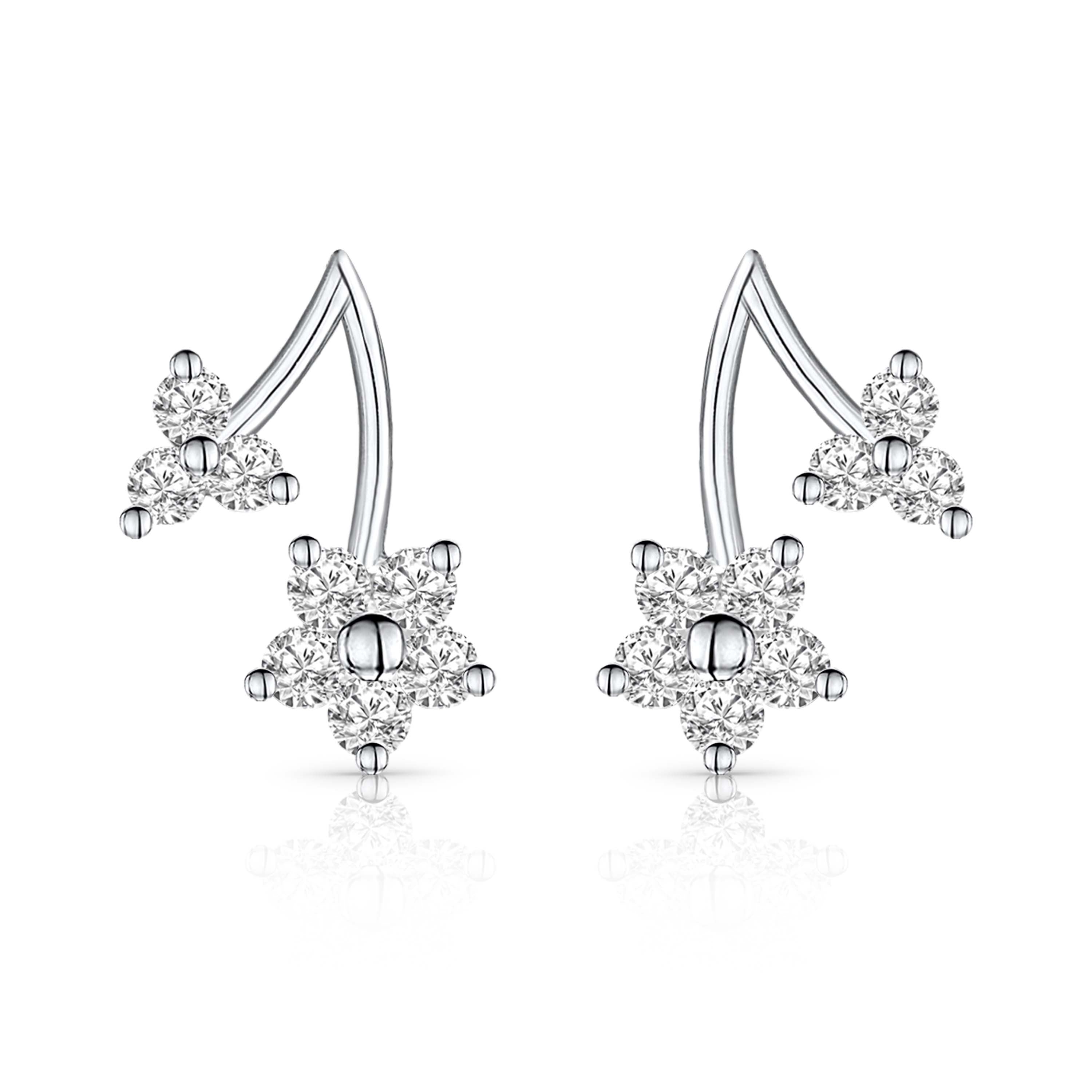 Sterling Silver Double Flower Stud Earring