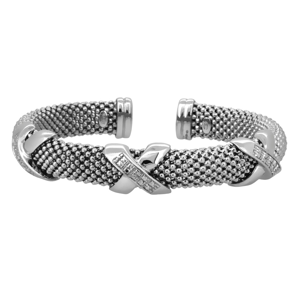 Chunky Mesh Cross CZ Bangle
