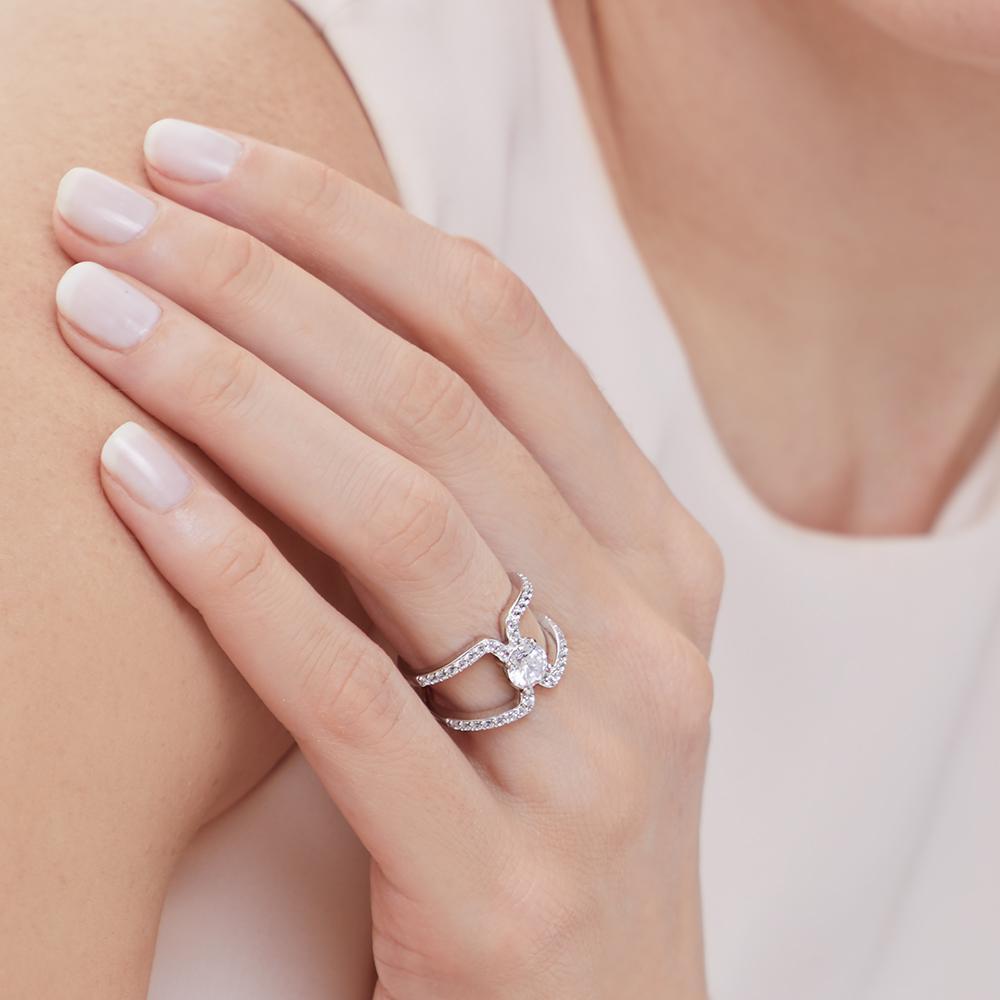 Sterling Silver 2.66ct Split Band Cocktail Ring