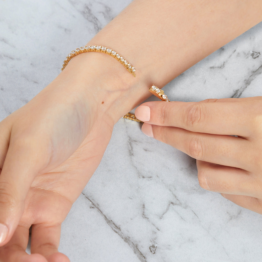 Gold Vermeil 6 Carat Cubic Zirconia Tennis Bracelet