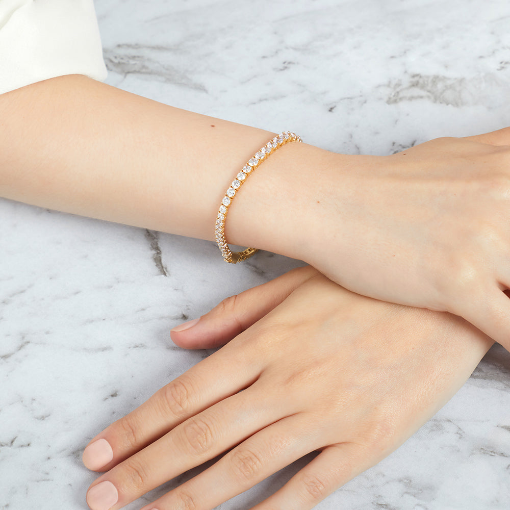 Yellow Gold 6.45ct Graduating Tennis Line Bracelet