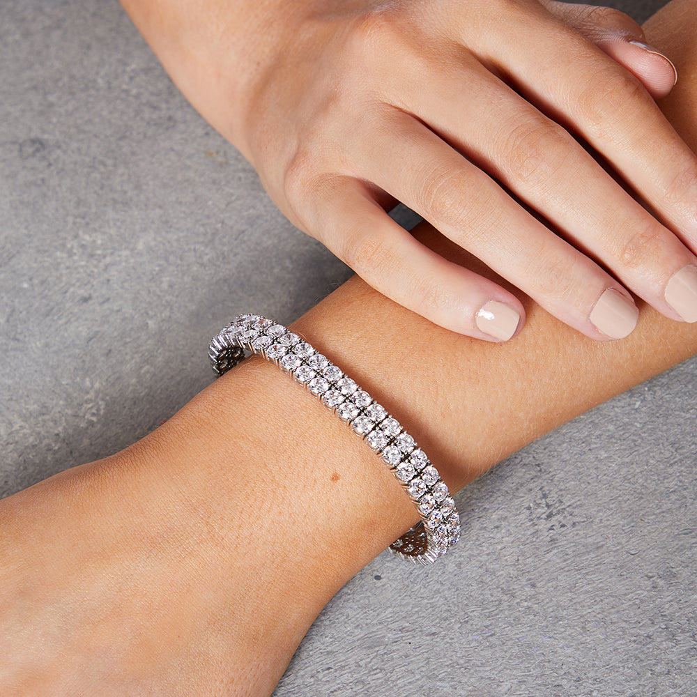 Sterling Silver  Double Row Tennis Bracelet