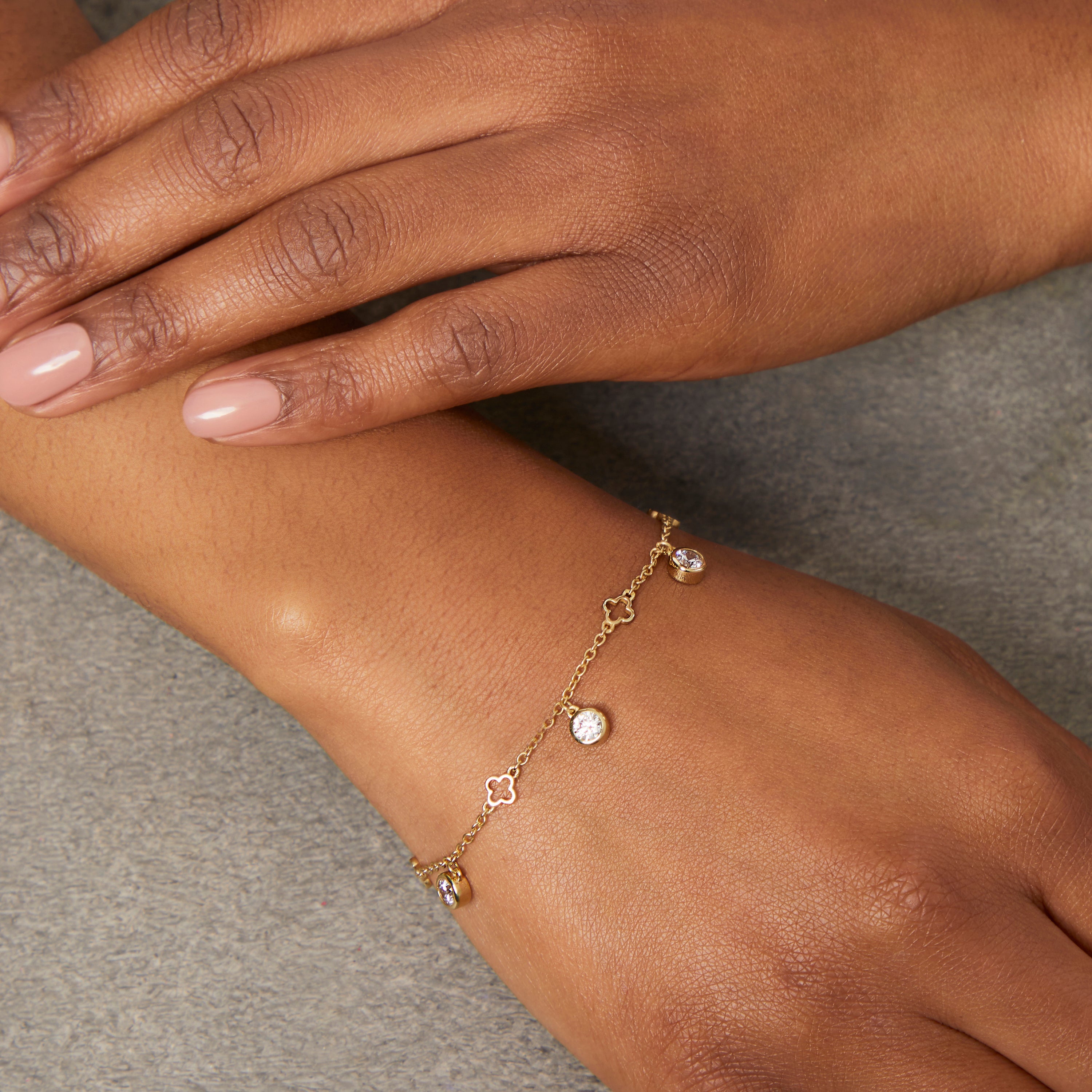 Yellow Gold Clover Charm Bracelet