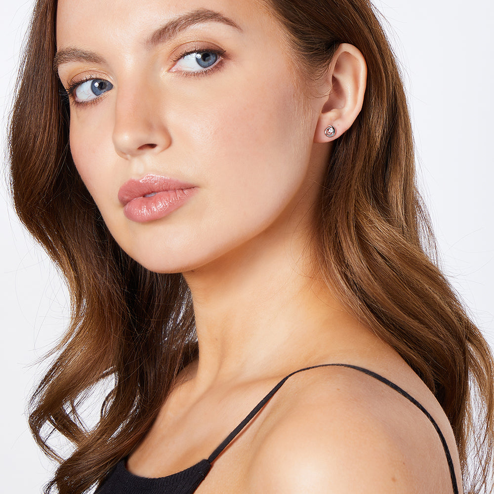Sterling Silver Spiral Sparkling Cubic Zirconia Centre Earrings