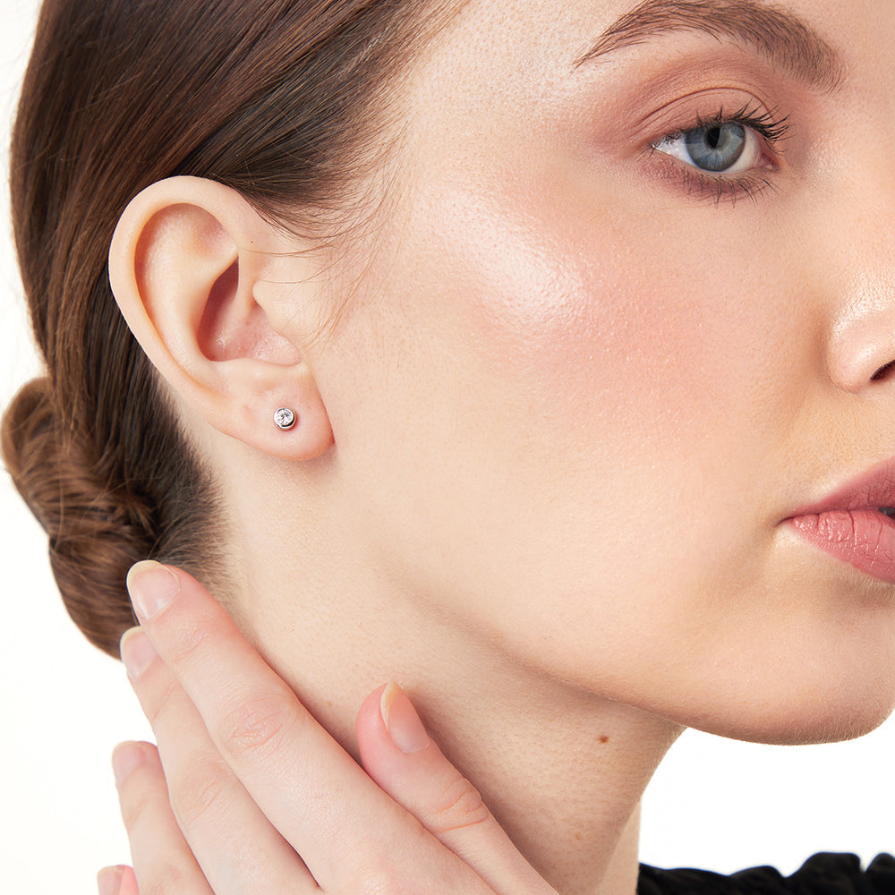 Sterling Silver Small Rubset Earrings