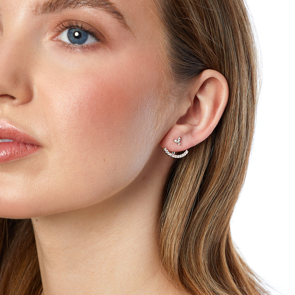 Sterling Silver  Petal Stud Jacket Earring