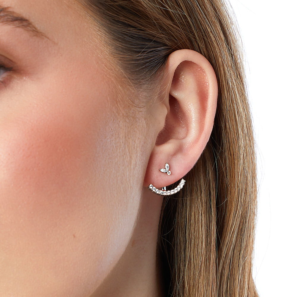 Sterling Silver  Petal Stud Jacket Earring
