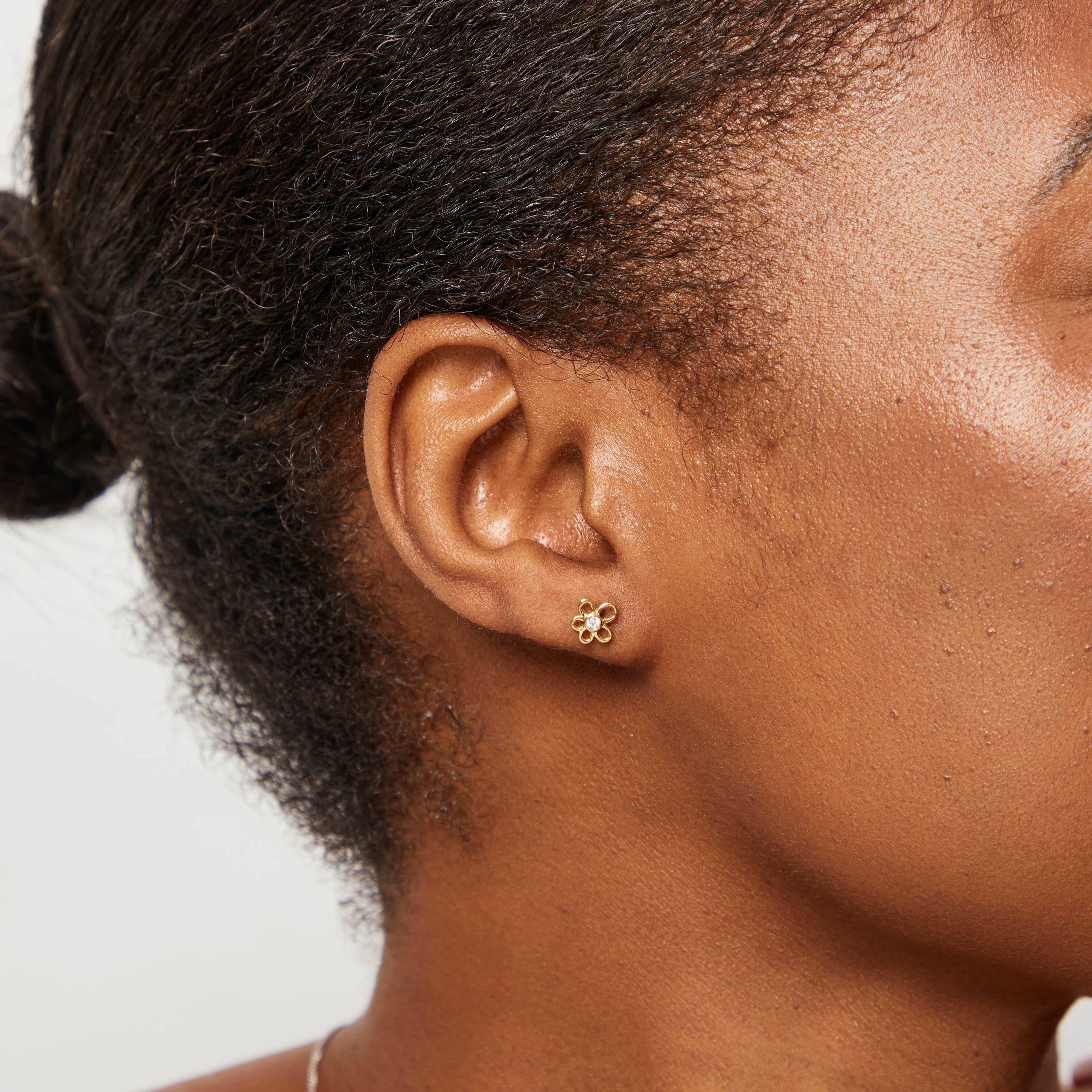 Gold Vermeil  Small Flower Outline Earrings