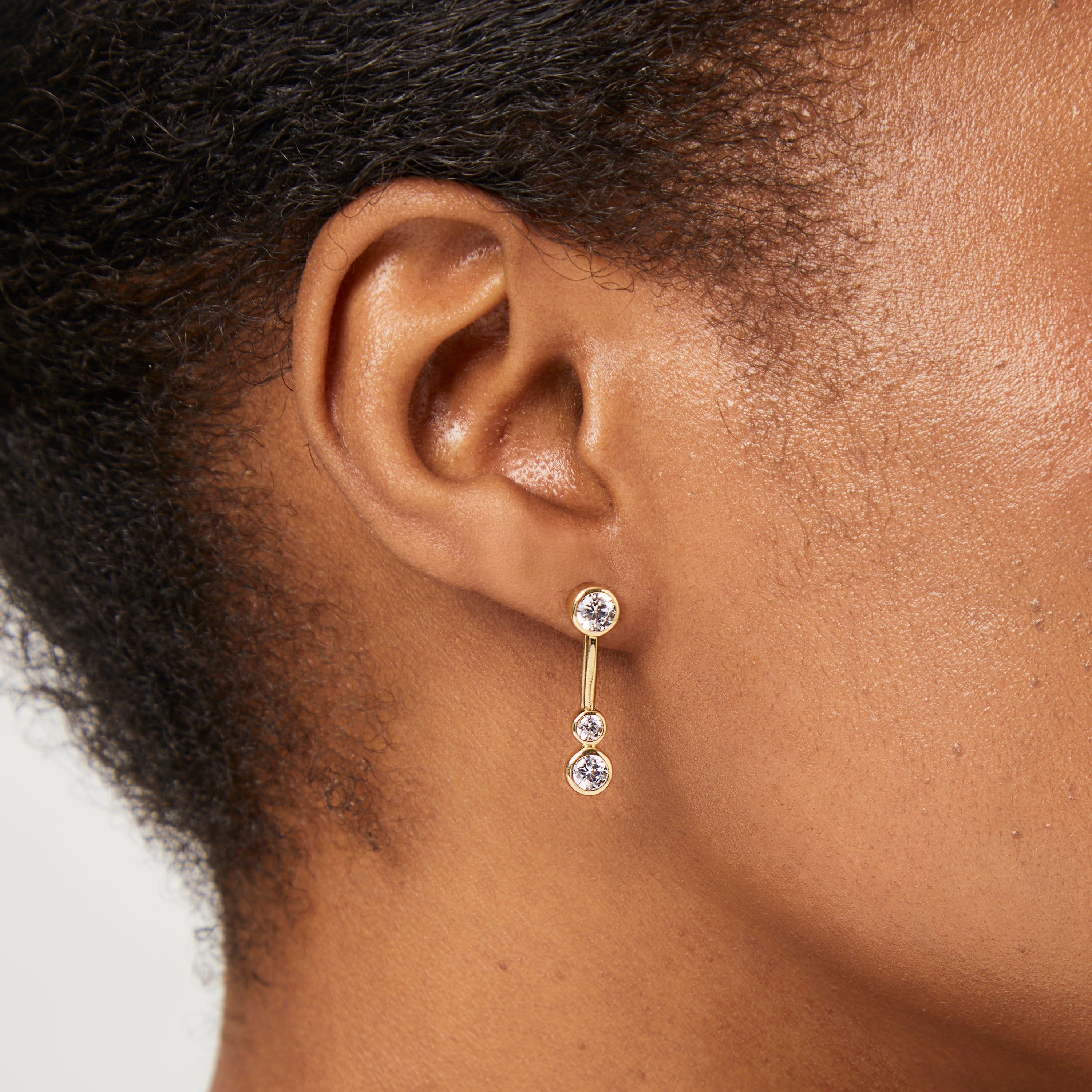 Gold  VermeilThree Stone Drop Bubble Earrings