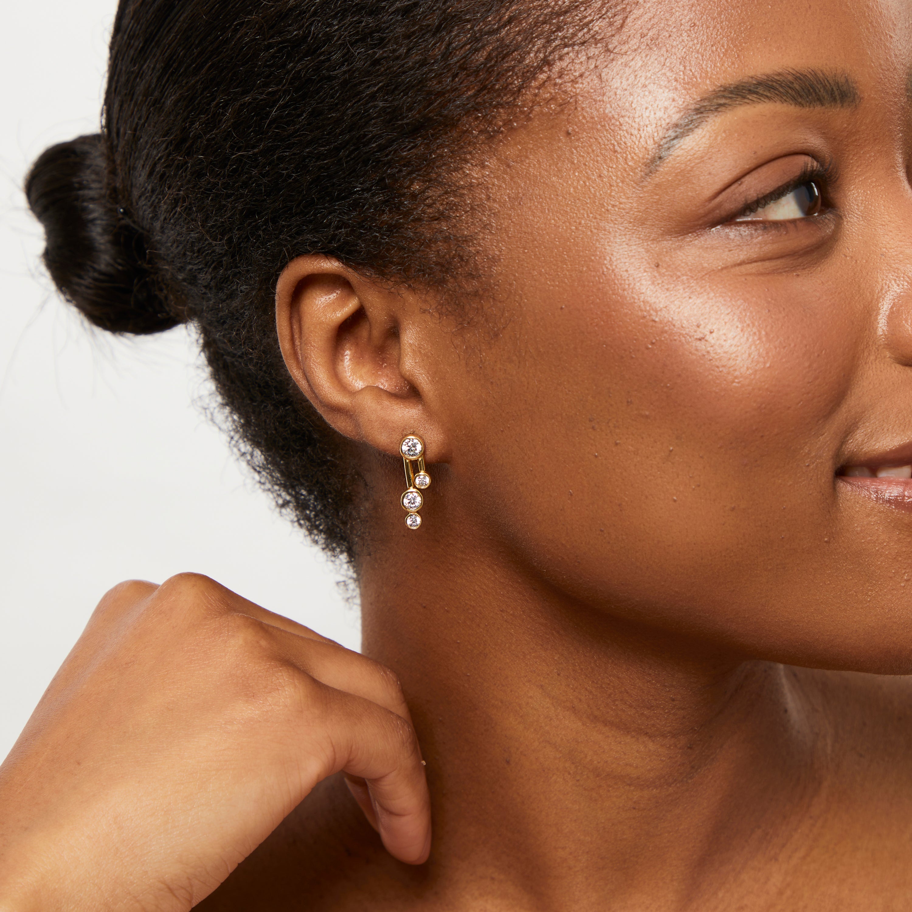 Gold Vermeil 4 Stone Bubble Drop Bubble Earrings