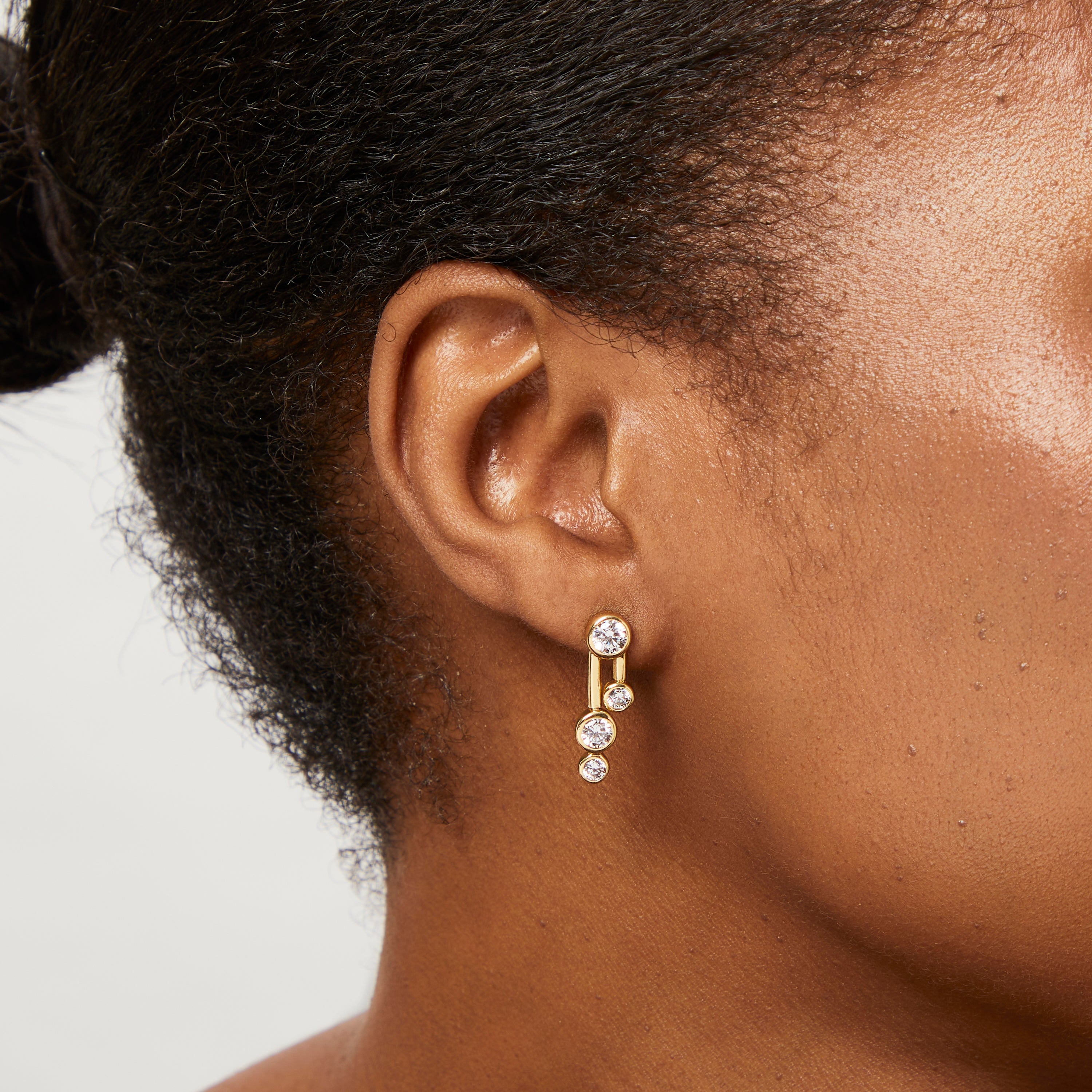 Gold Vermeil 4 Stone Bubble Drop Bubble Earrings