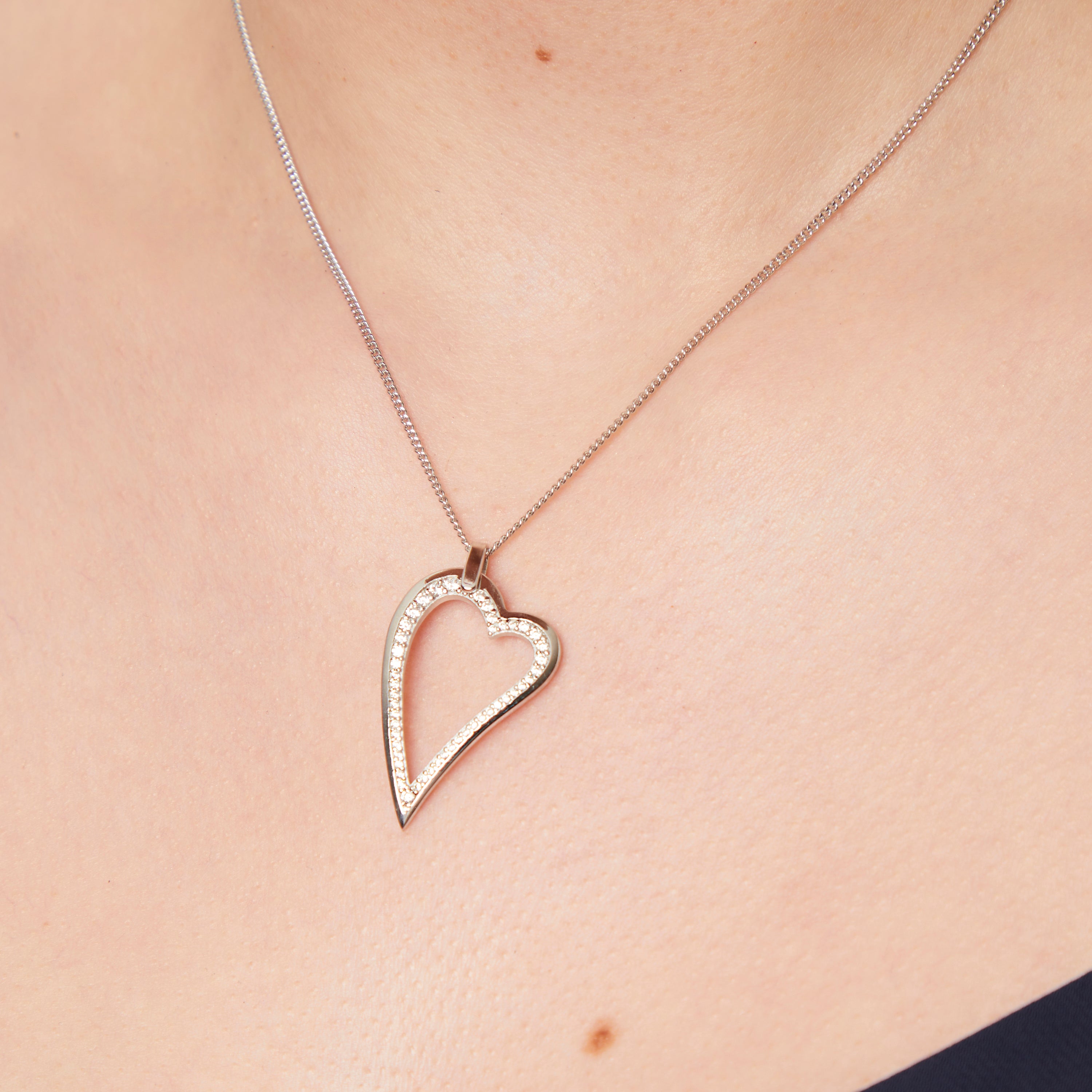 Sterling Silver Small Dali Heart Cubic Zirconia Pendant