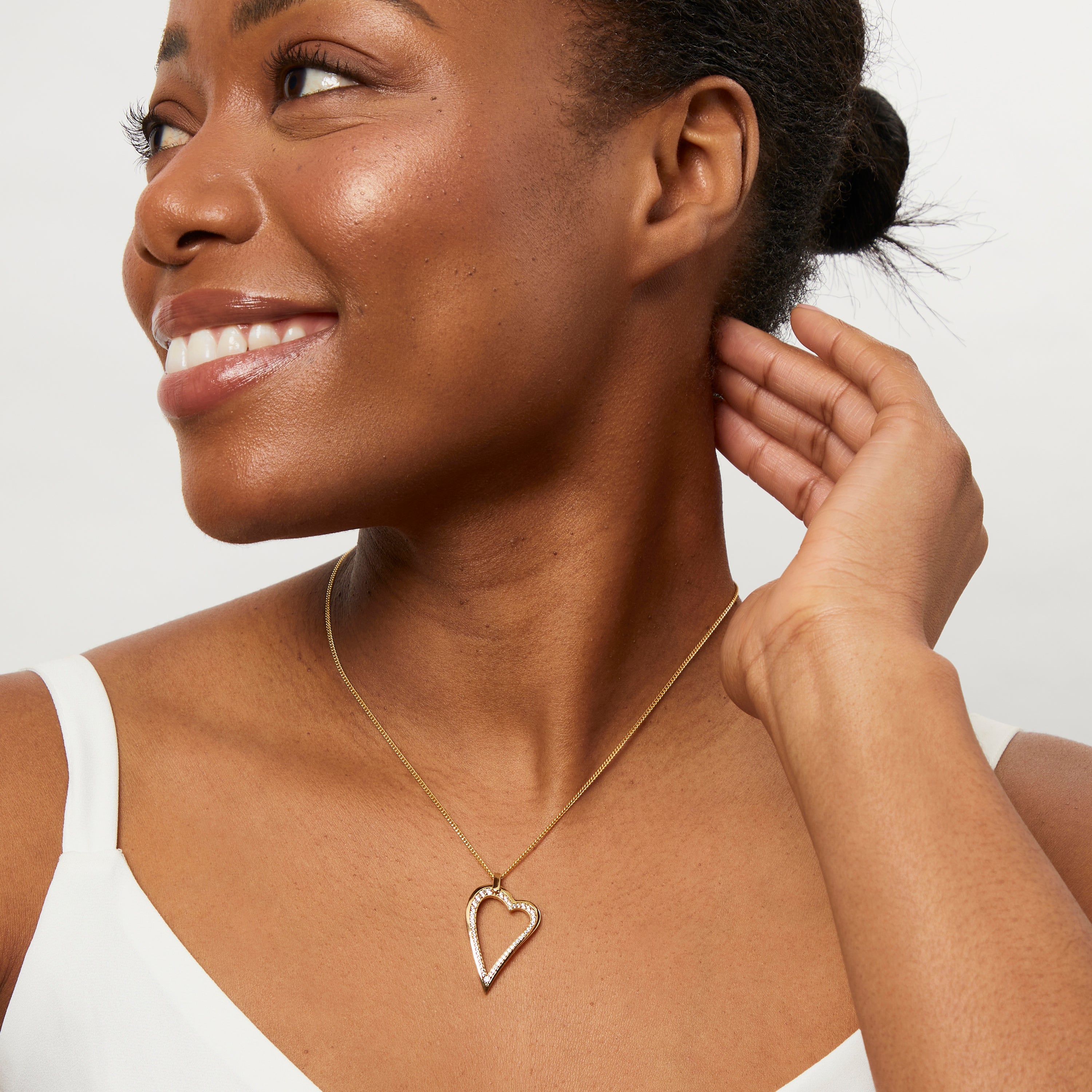 Yellow Gold Small Dali Heart Cubic Zirconia Pendant