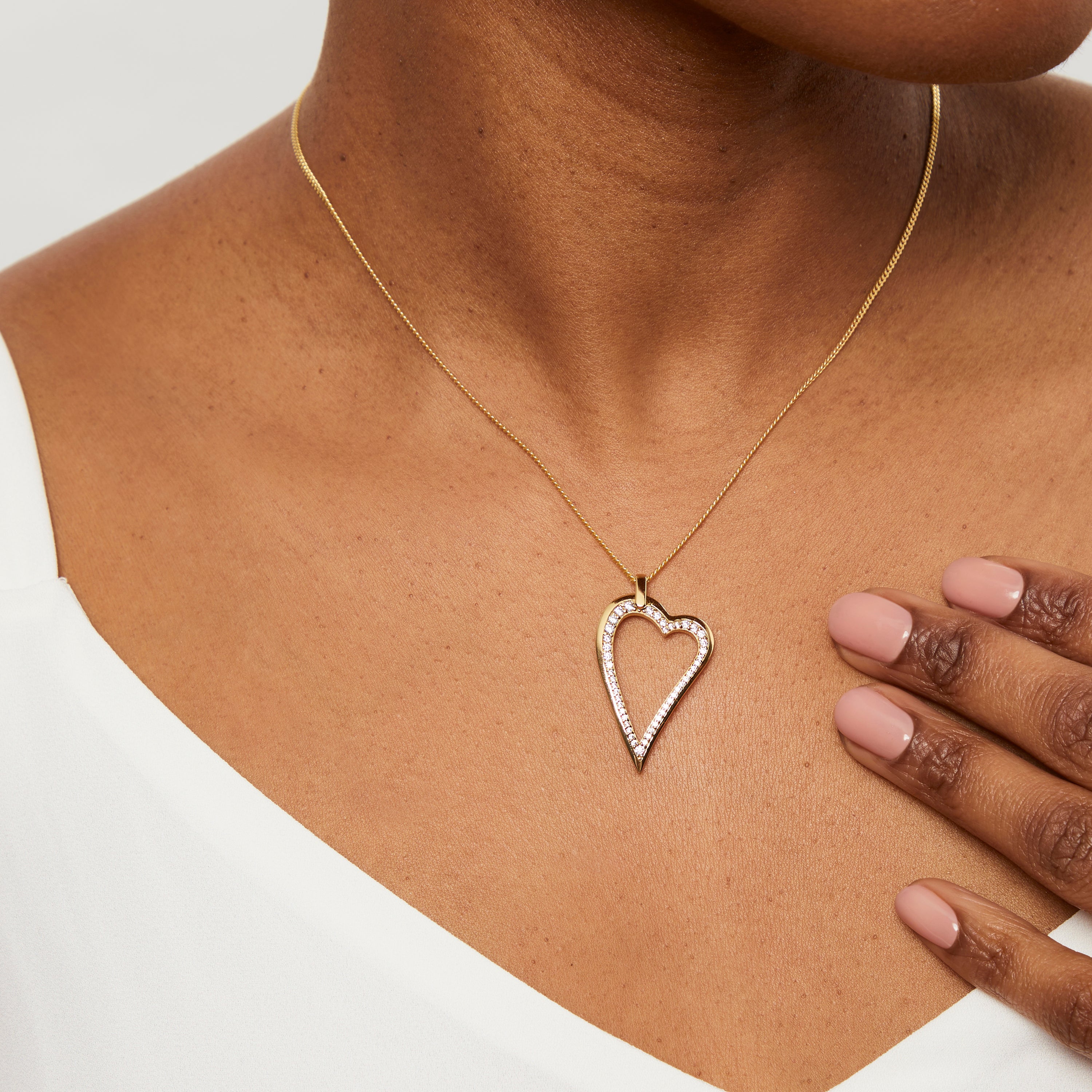 Yellow Gold Small Dali Heart Cubic Zirconia Pendant