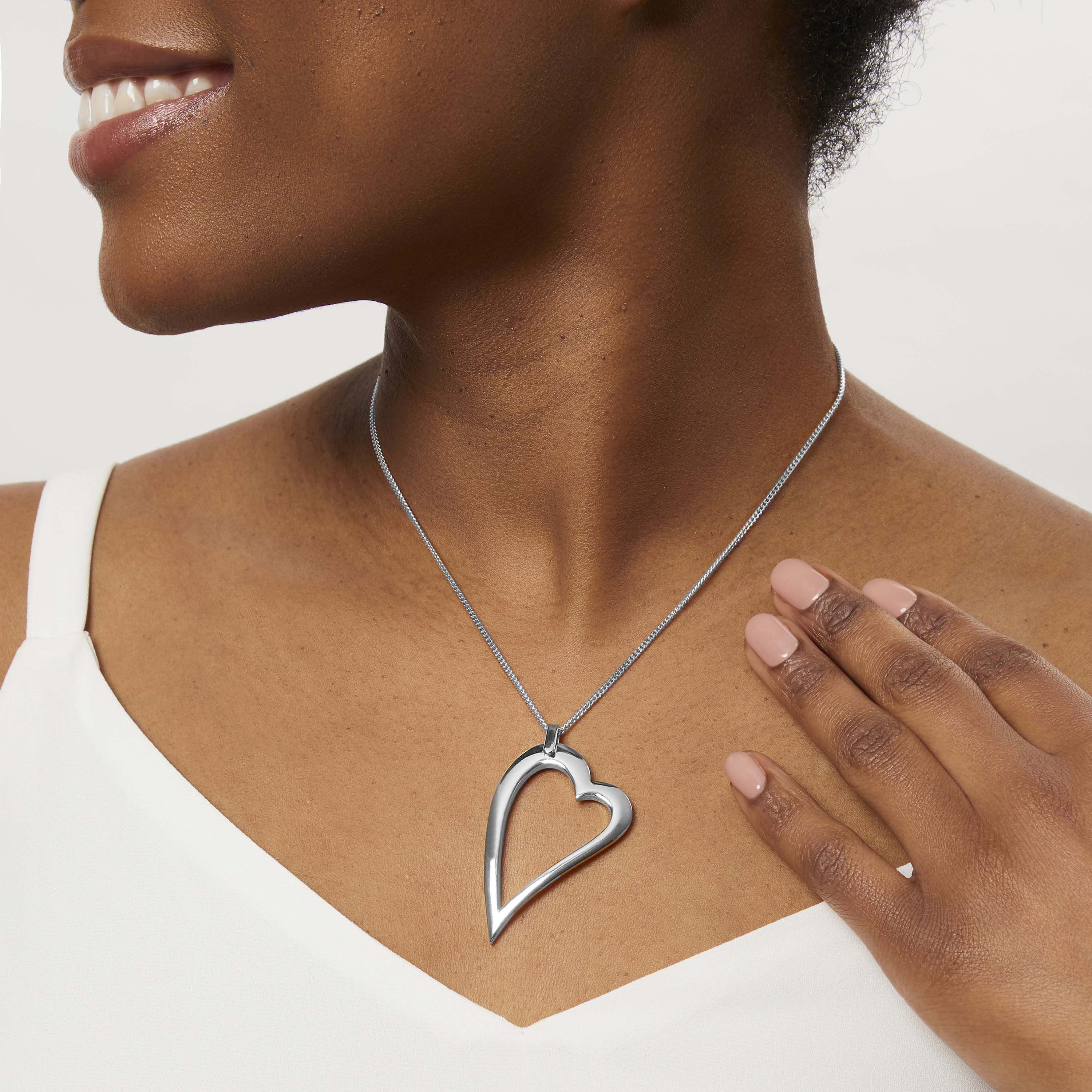 Large Sterling Silver Plain Dali Heart