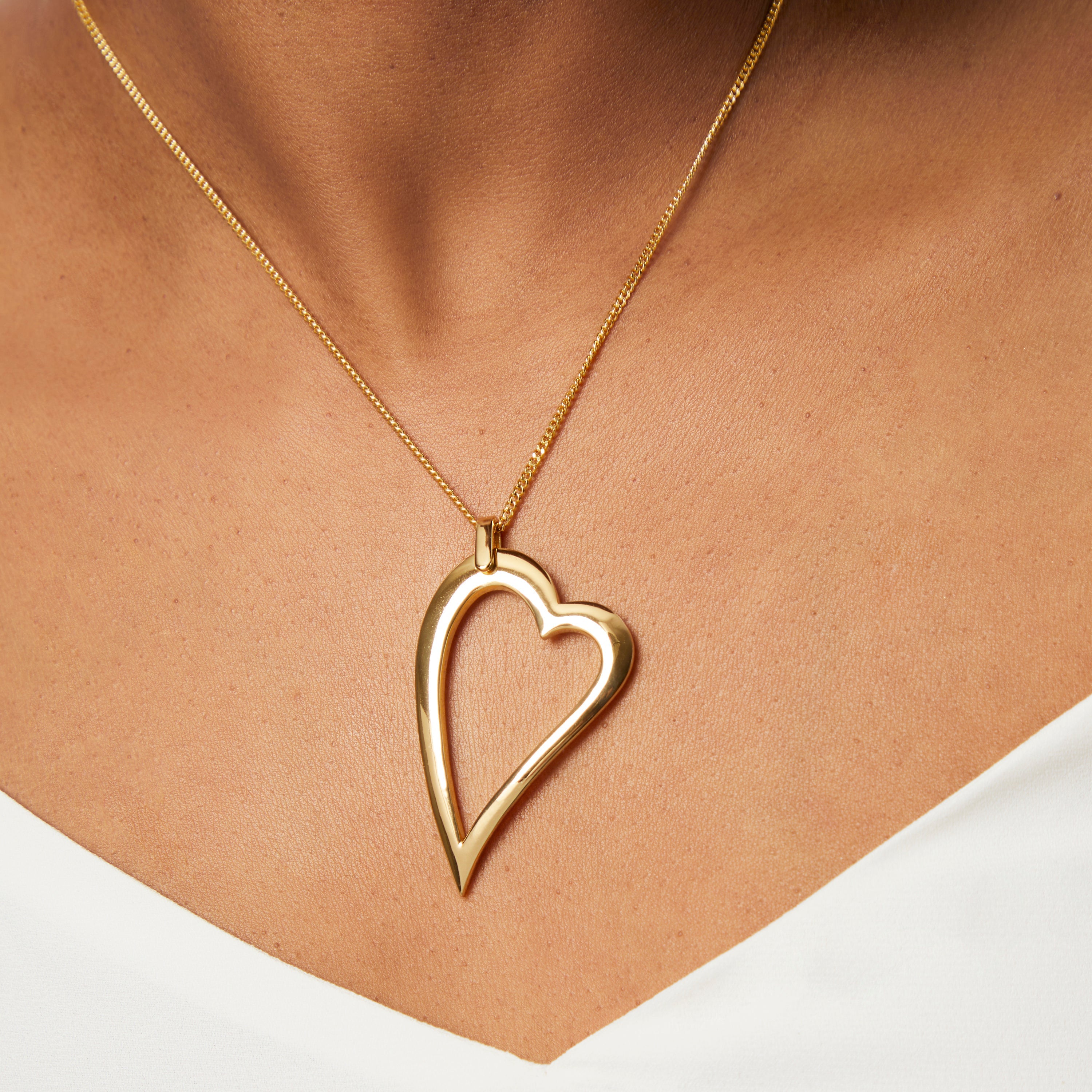 Yellow Gold Large Dali Plain Heart Pendant
