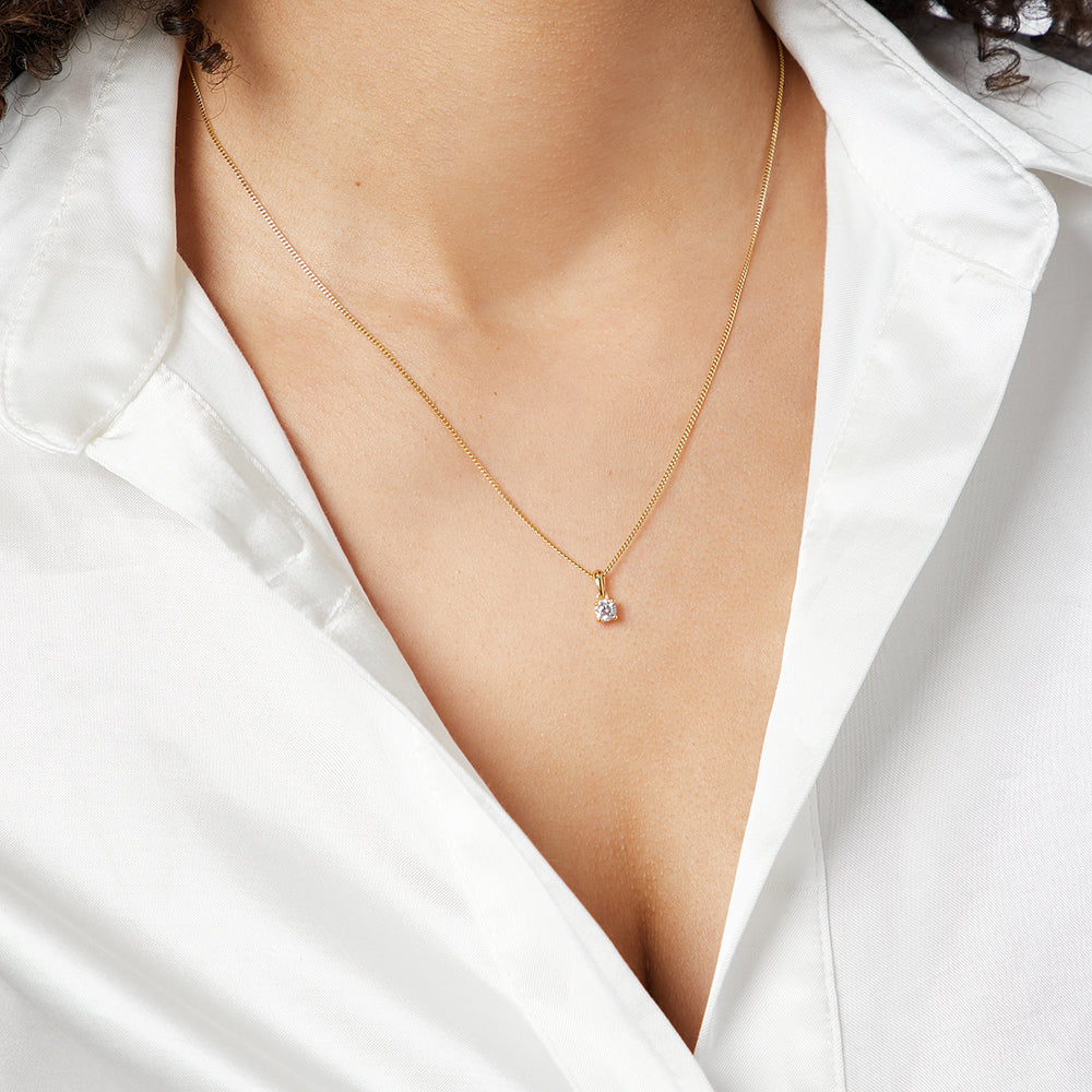 Gold Vermeil Quarter Carat Round Solitaire Pendant