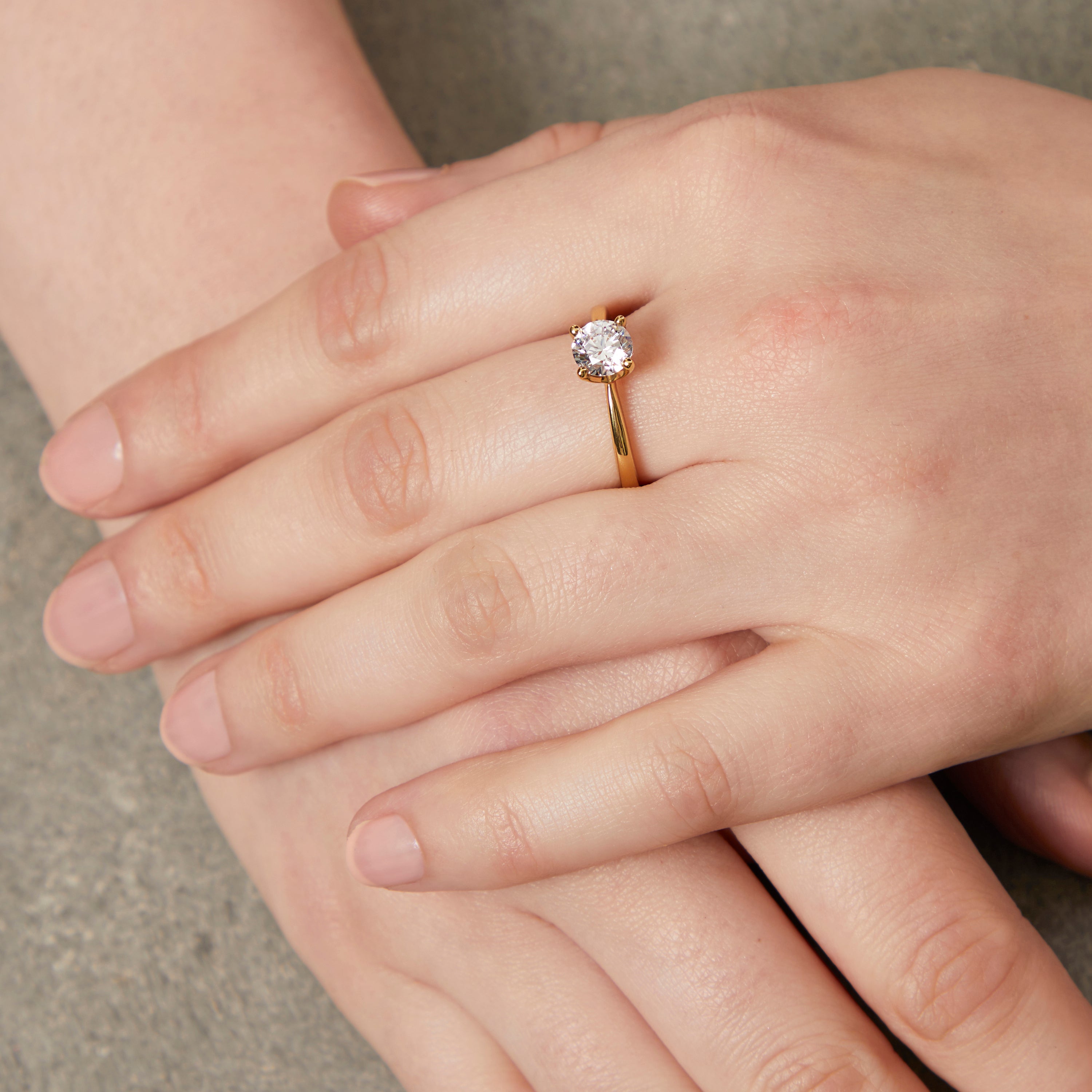 Gold Vermeil 1 Carat Cubic Zirconia Solitaire Ring
