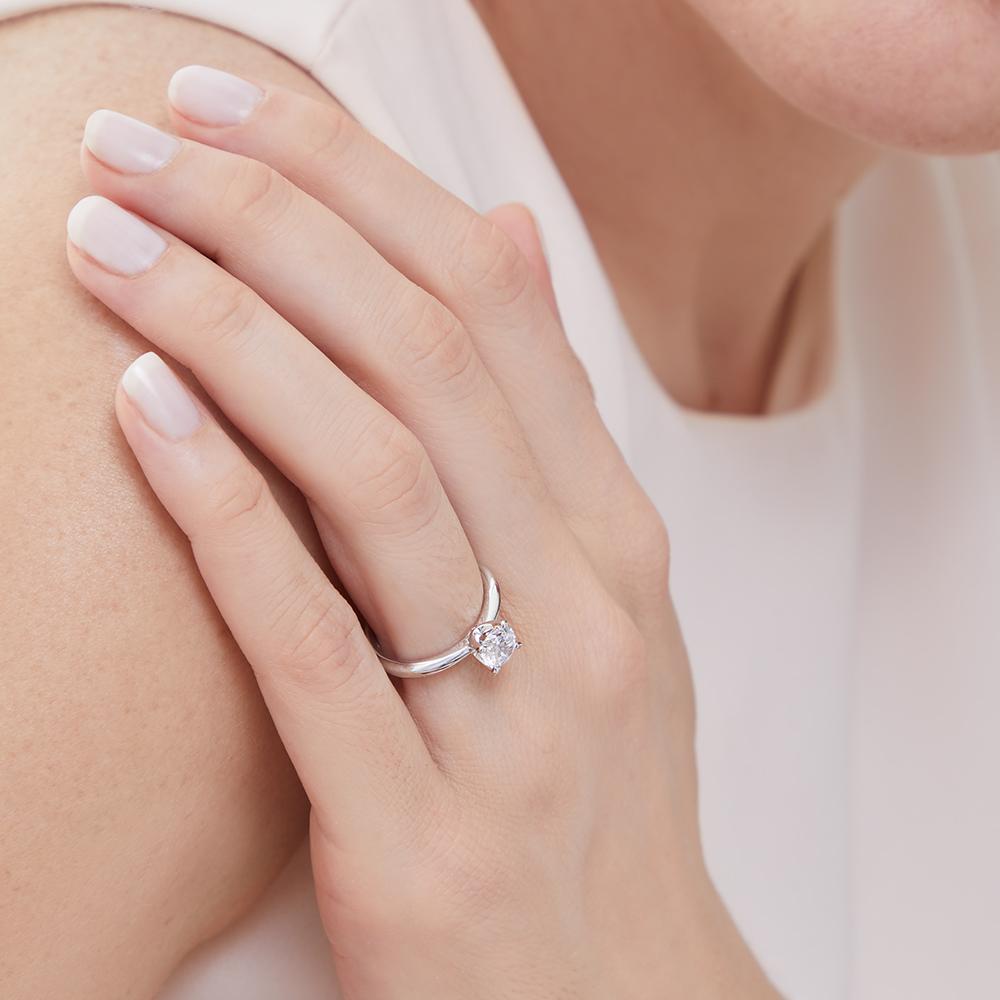 Sterling Silver One Carat  Solitaire Cubic Zirconia  Ring