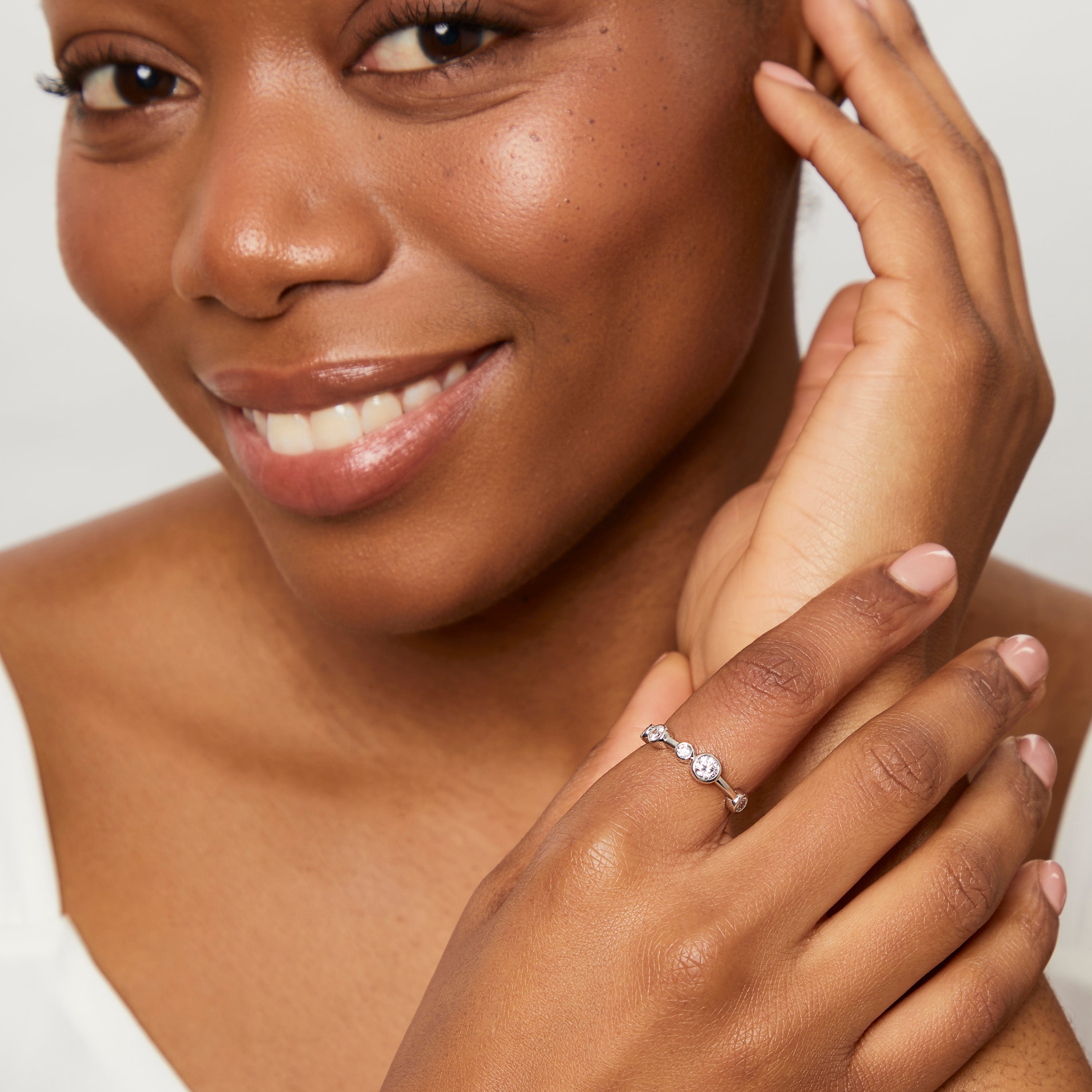 Sterling Silver Single Row Stackable Bubble Ring