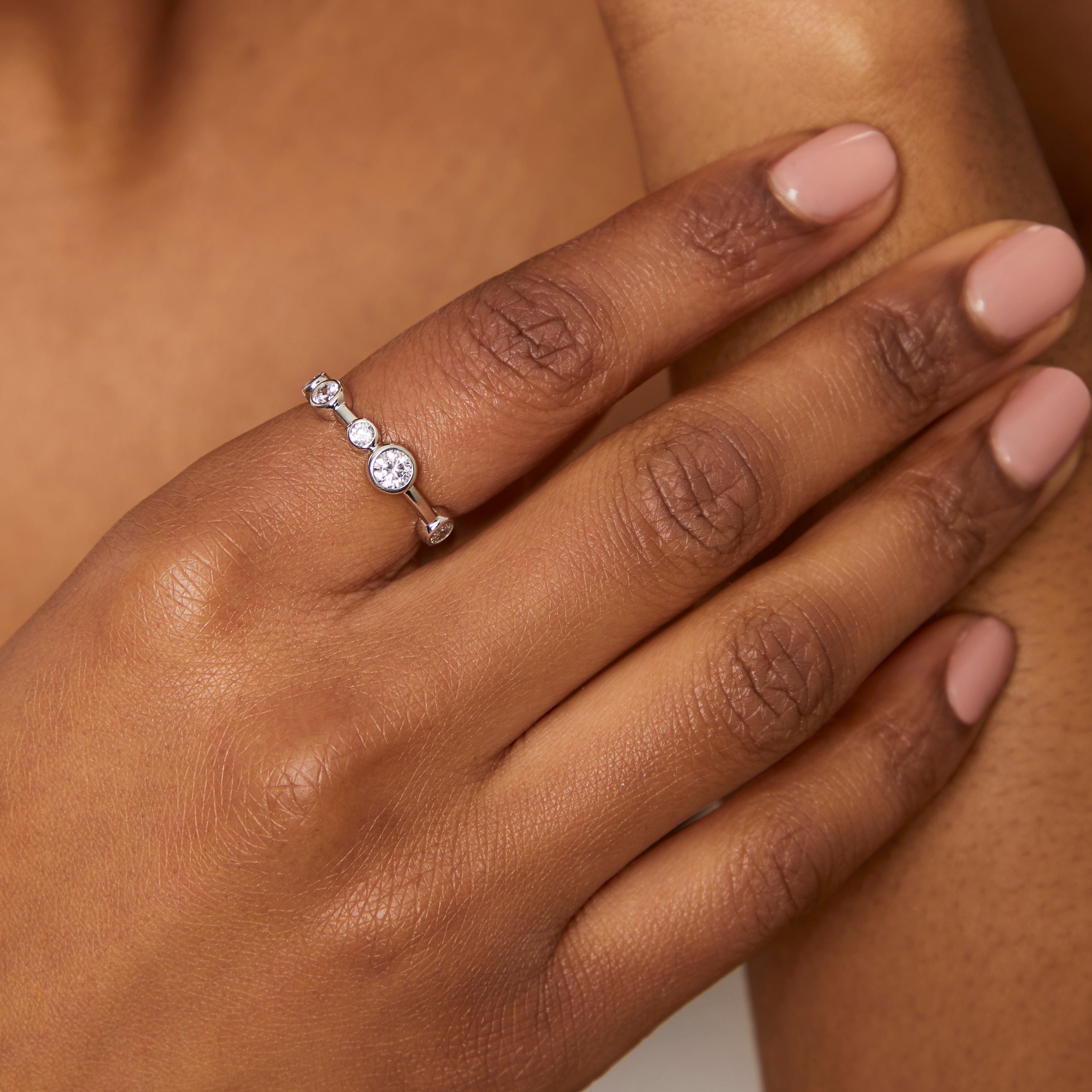 Sterling Silver Single Row Stackable Bubble Ring
