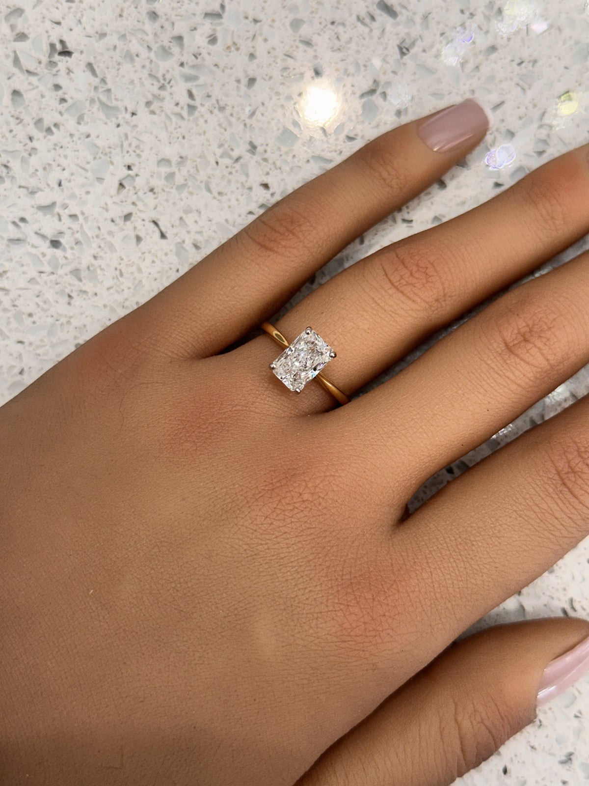 18ct Yellow Gold & Platinum Radiant Lab Grown Diamond Engagement Ring