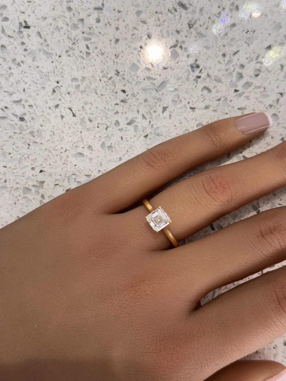 18ct Yellow Gold Asscher Lab Grown Diamond Engagement Ring