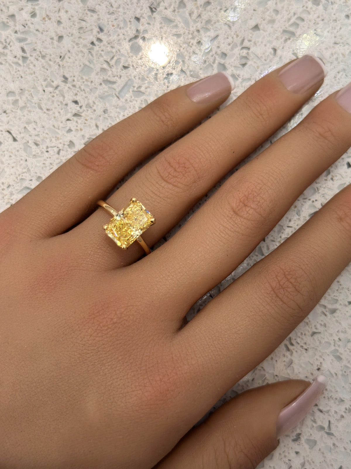 18ct Yellow Gold Fancy Vivid Yellow Radiant Lab Grown Diamond Engagement Ring