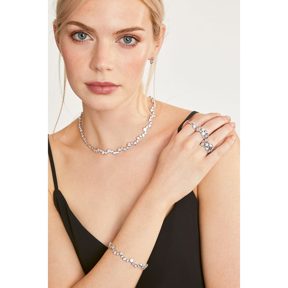 Sterling Silver Bubble Style Bracelet Set With Cubic Zirconia Stones