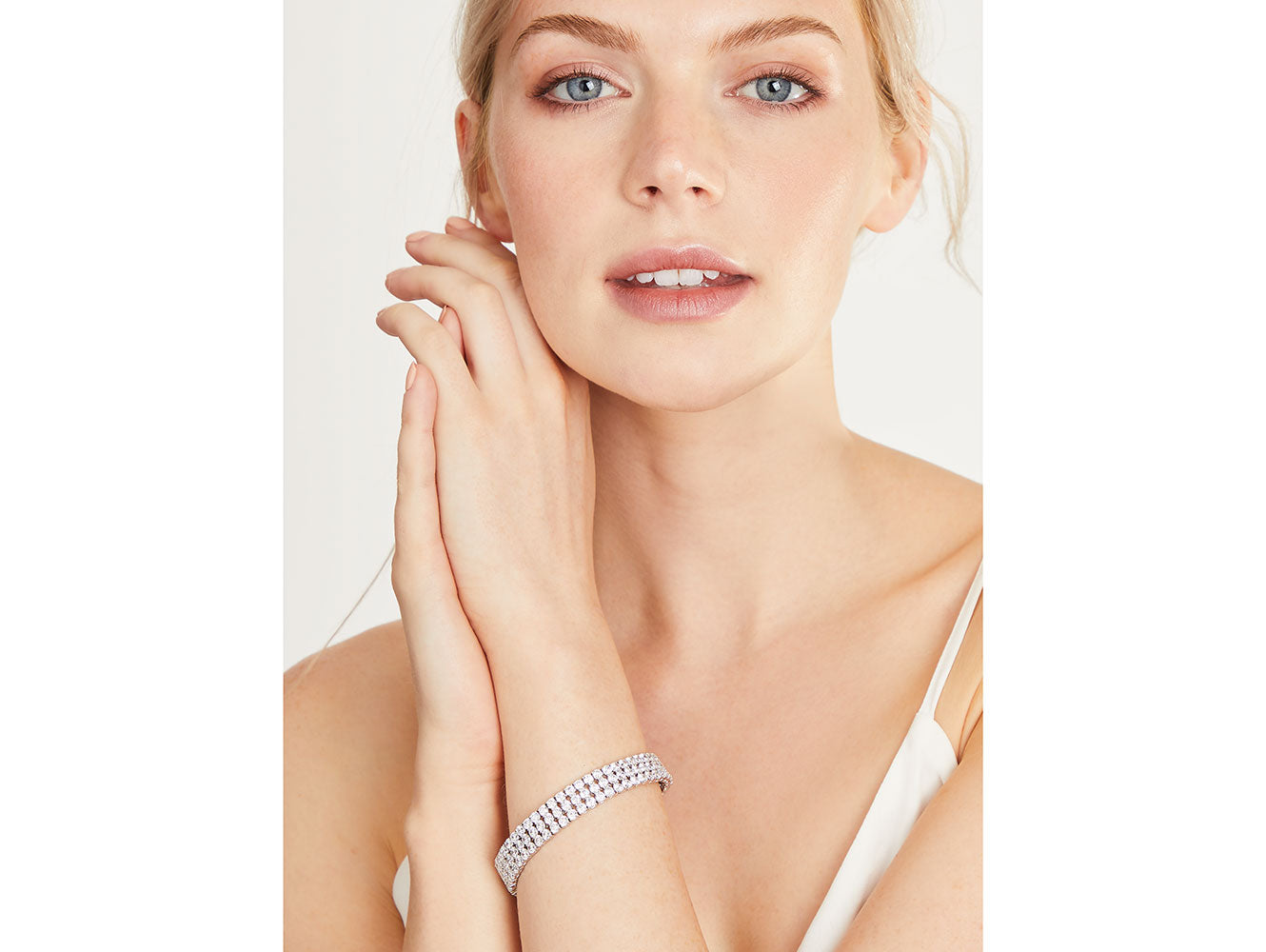 Sterling Silver Triple Row  26 Carat Cubic Zirconia Tennis Bracelet