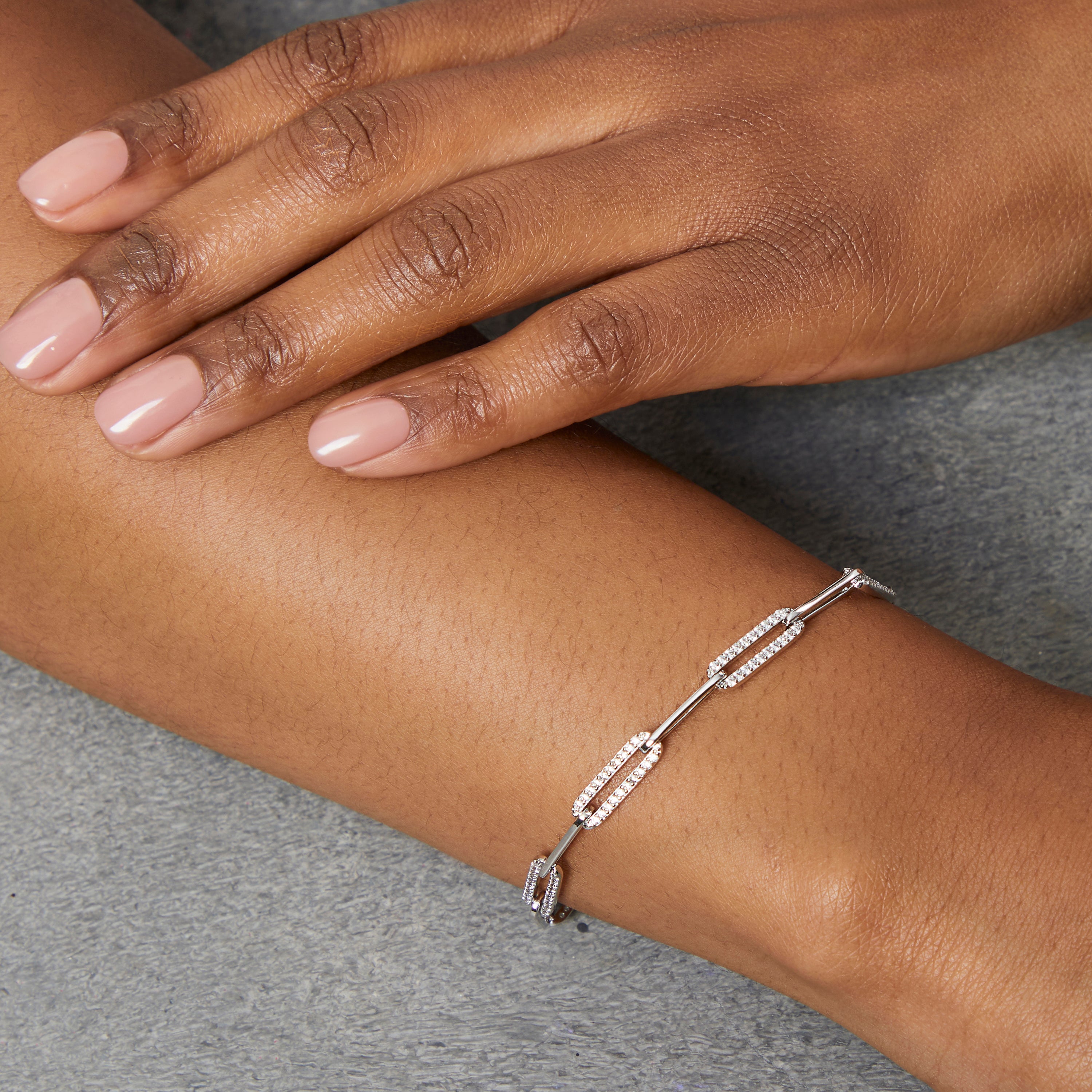 Sterling Silver Cubic Zirconia Paperlink Bracelet