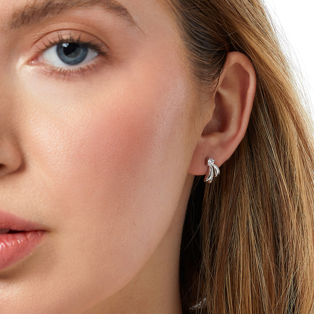 Sterling Silver Shooting Star Stud Earrings