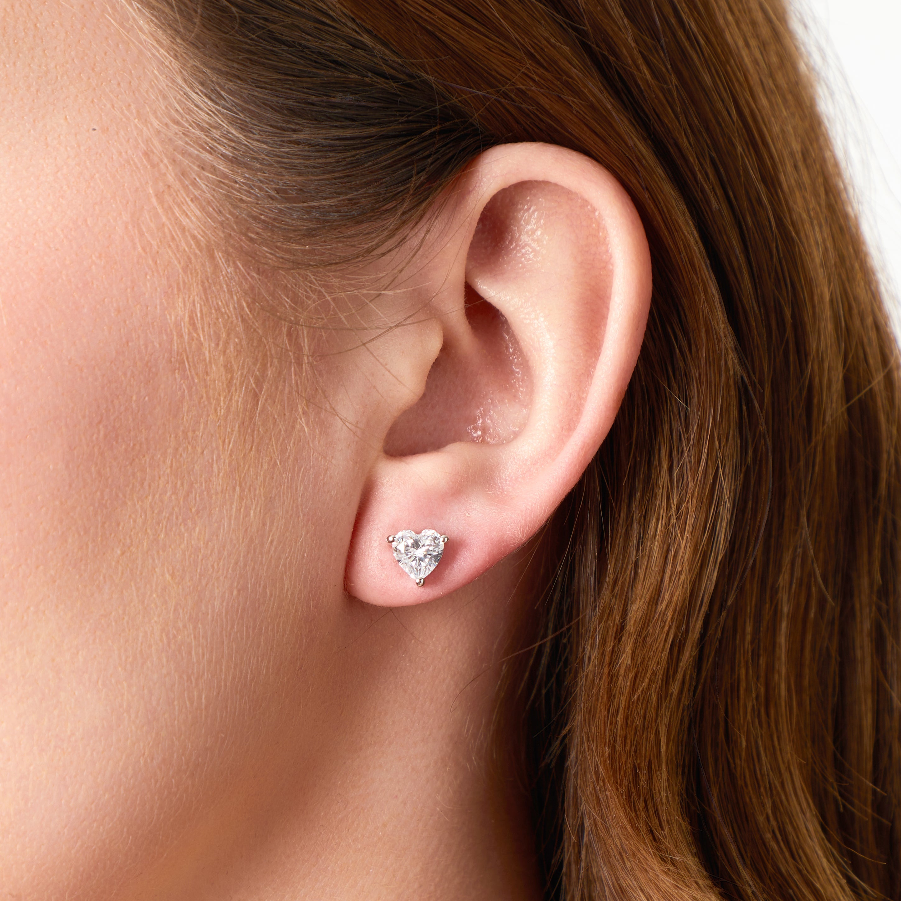 Sterling Silver Heart Solitaire  Earrings