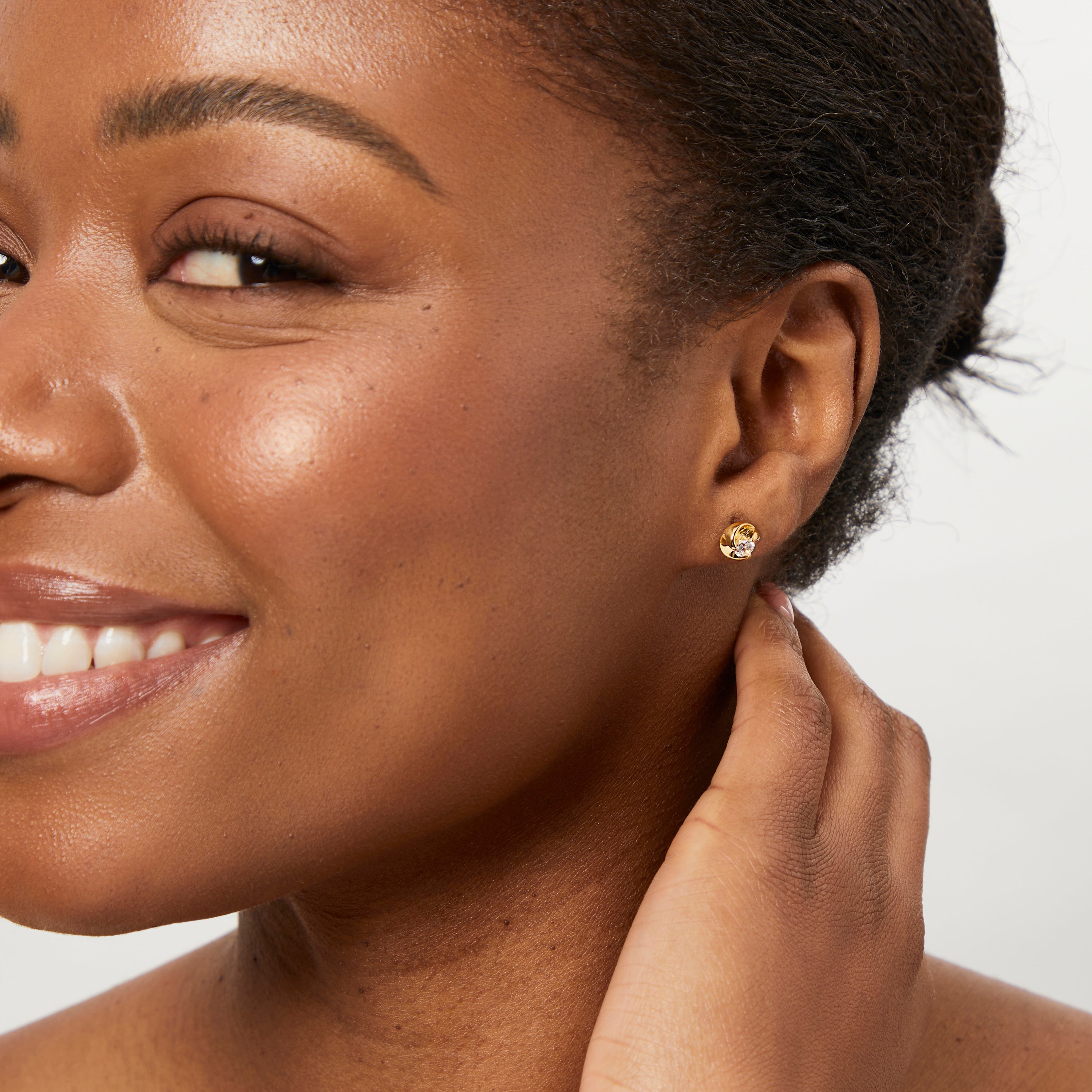 Yellow Gold Swirl Stud Earrings