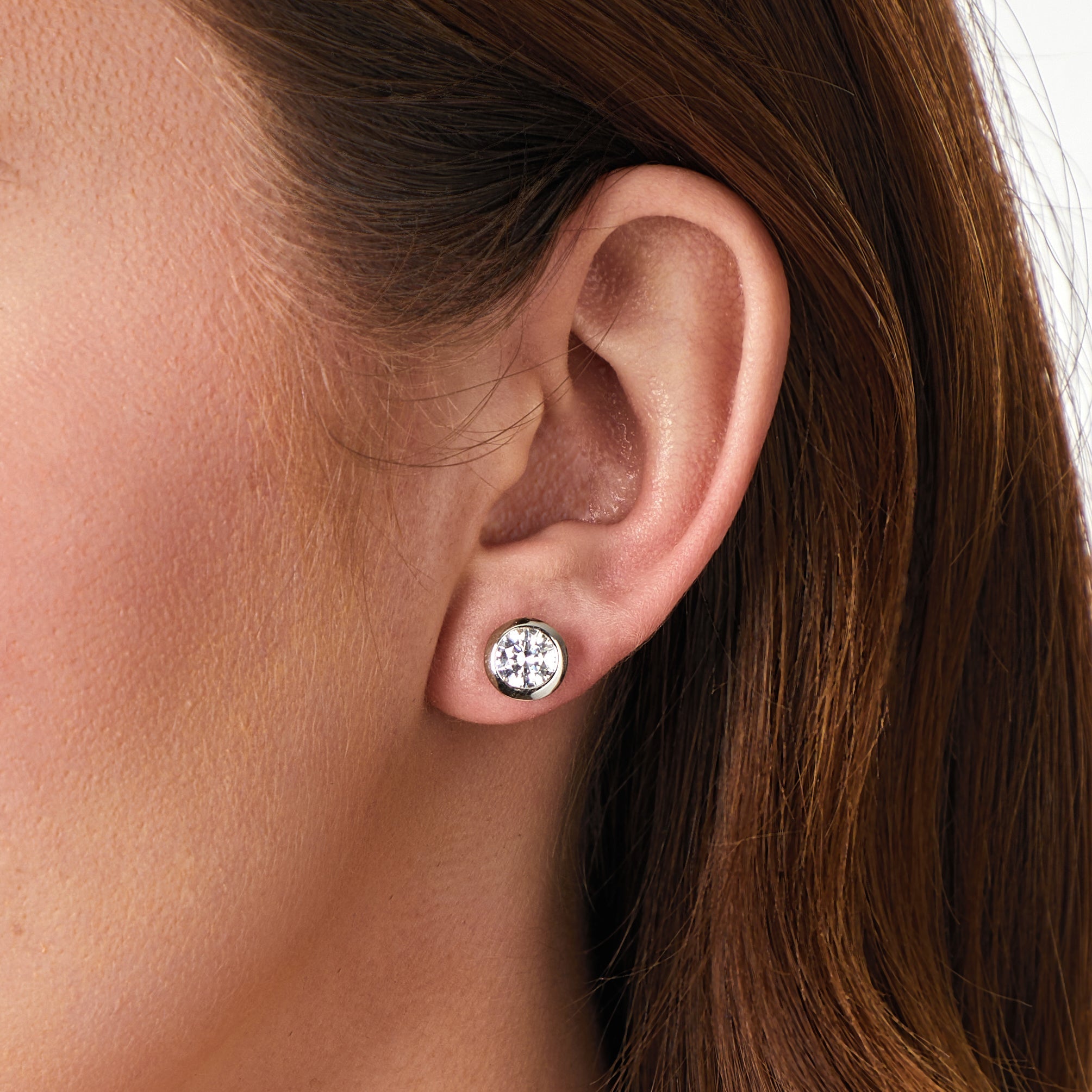 Sterling Silver 1 Carat Rubover Stud Earrings