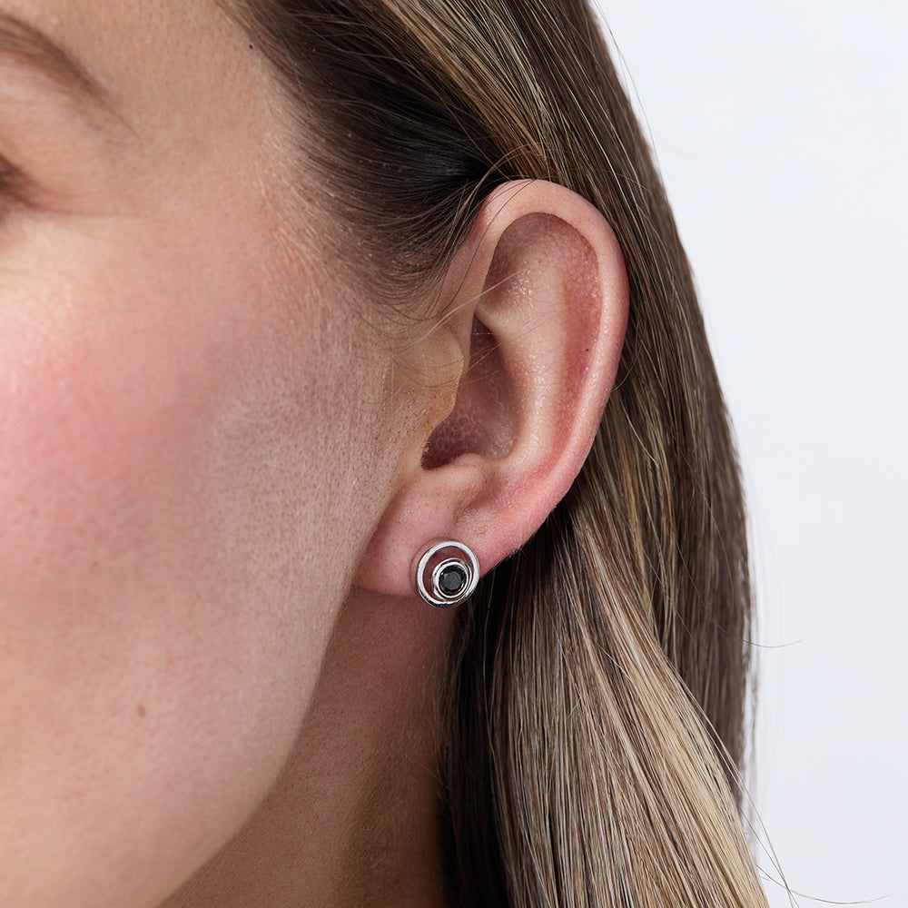 Sterling Silver Black Cubic Zirconia Studs