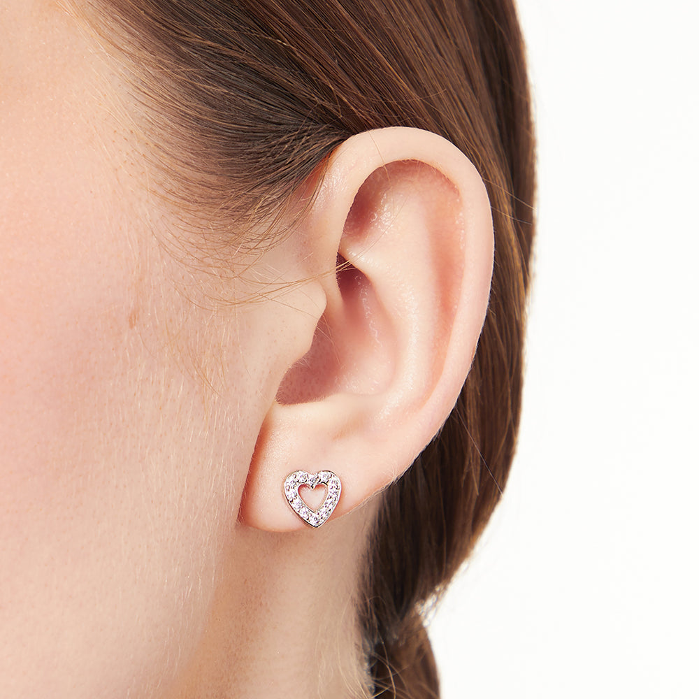 Sterling Silver Open Heart  Earrings