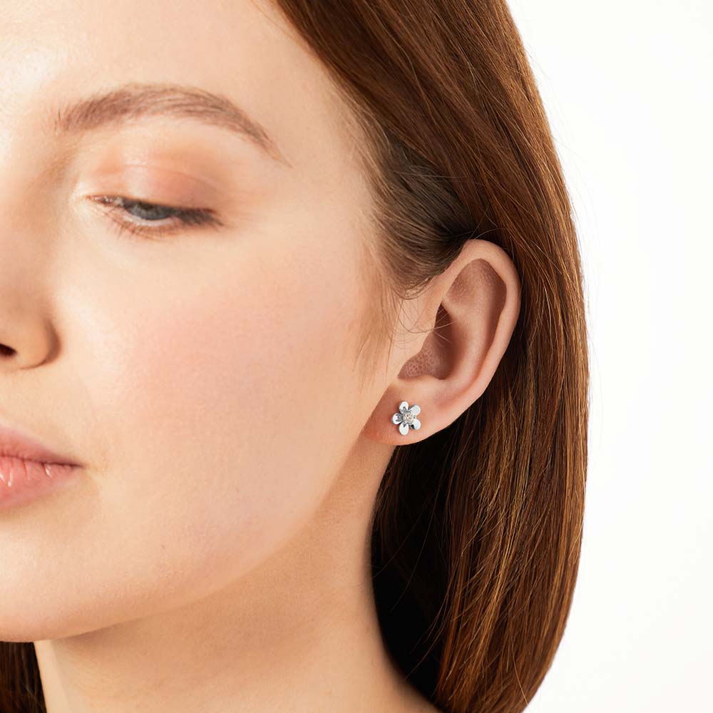 Sterling Silver Flower Petal Earrings