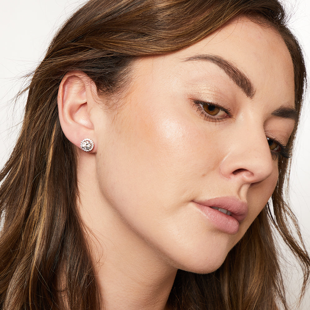 Sterling Silver Halo Style Stud Earrings