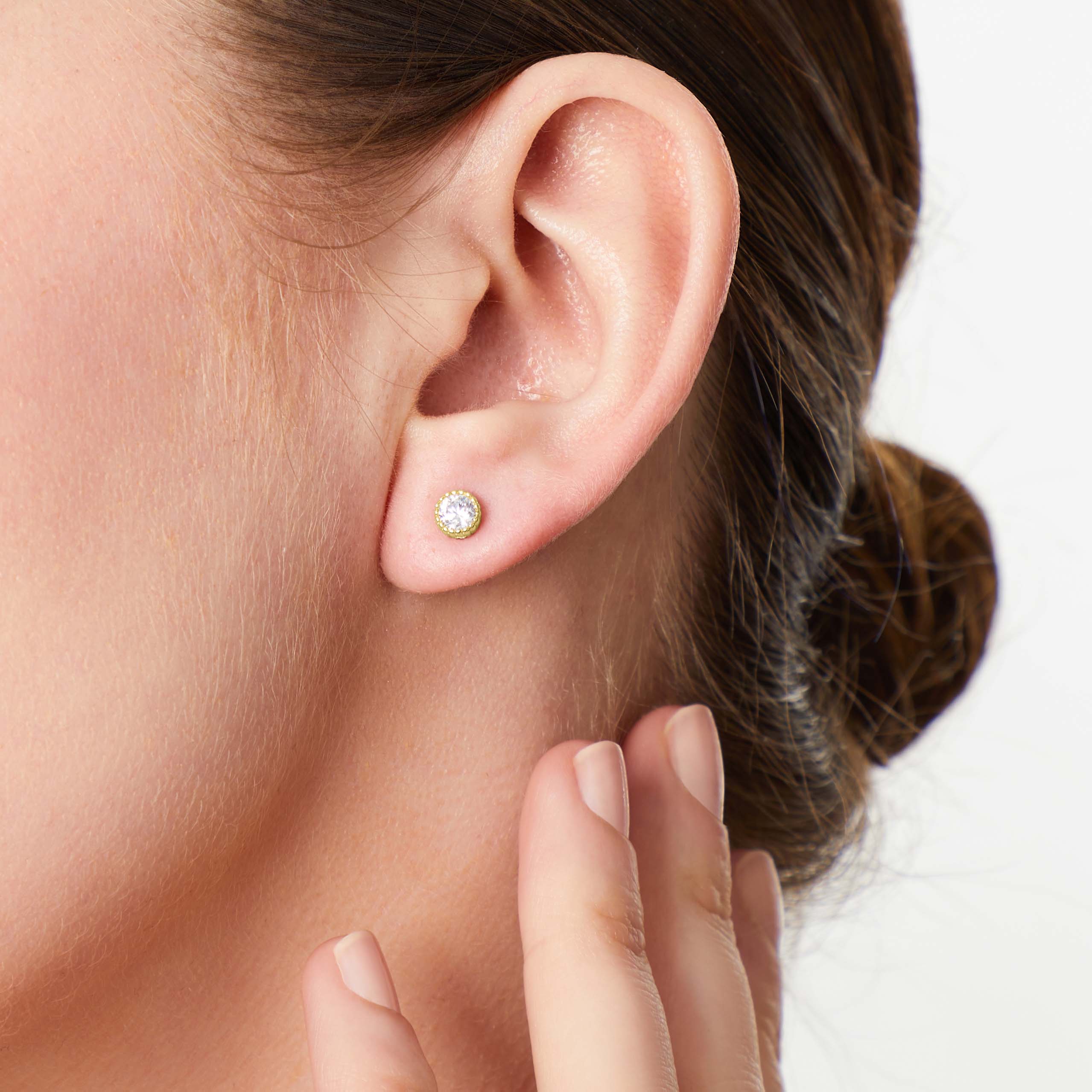 Gold Vermeil Milgrain Stud Earrings