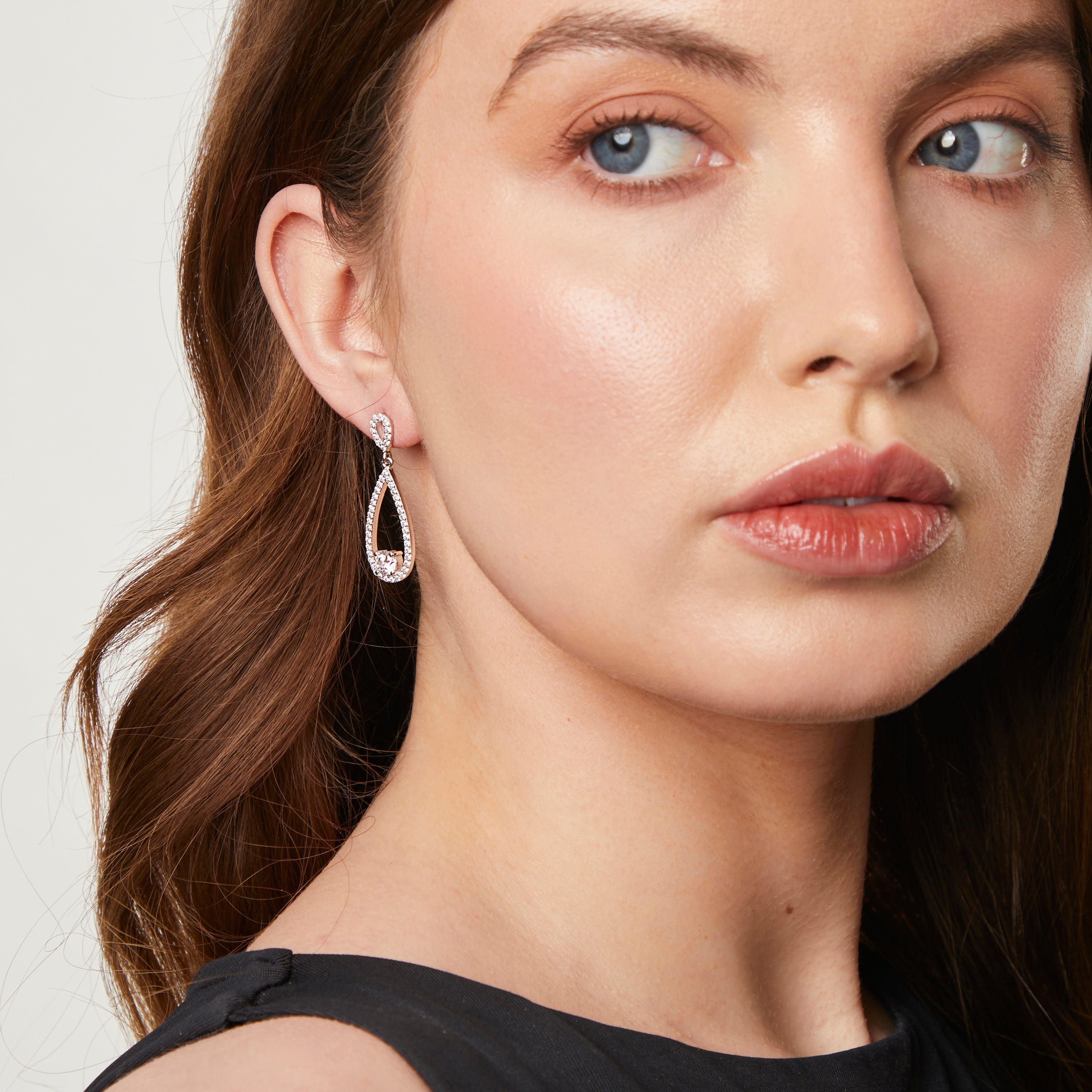 Sterling Silver  Half Carat Single Stone Teardrop Earrings