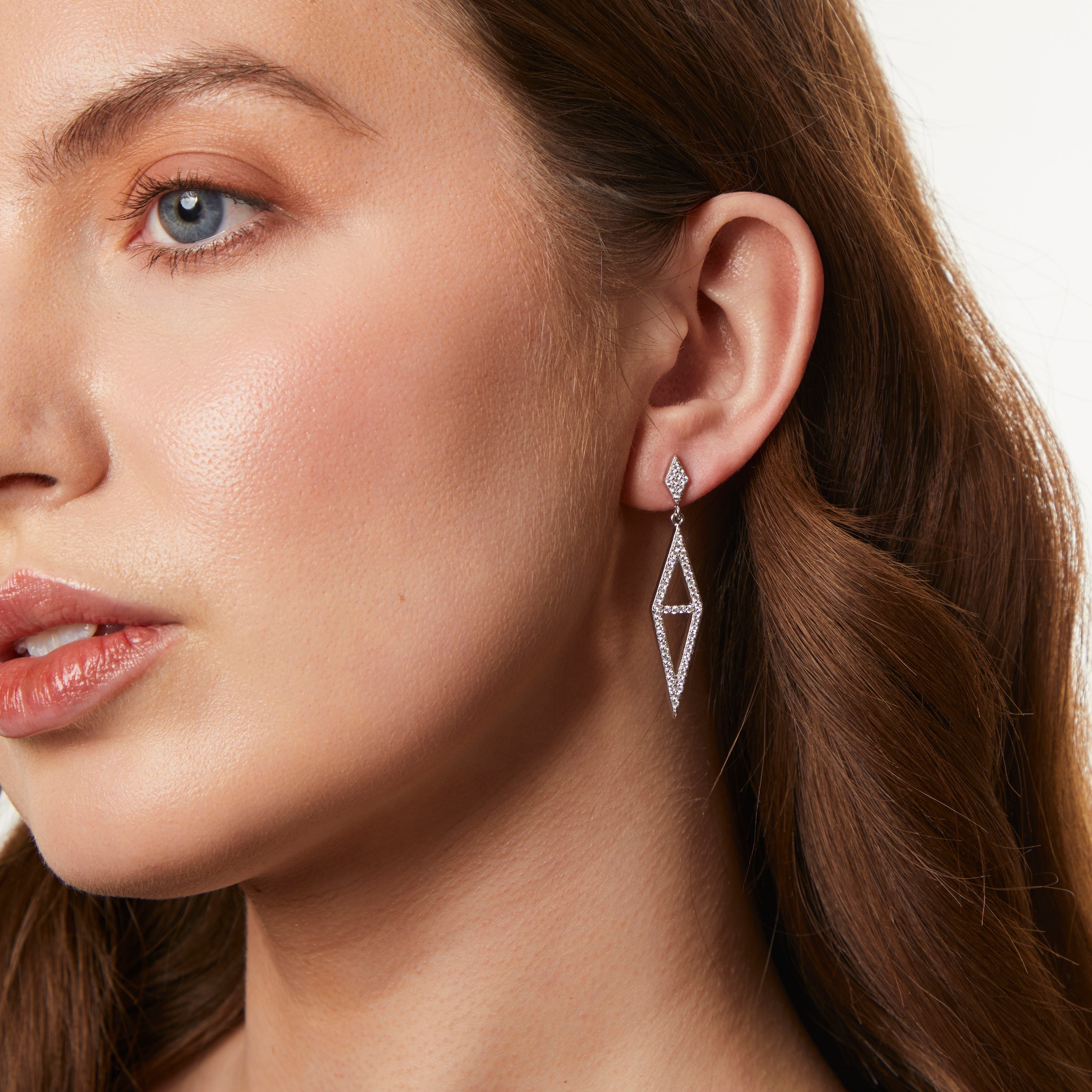 Sterling Silver Art Deco Drop Earrings