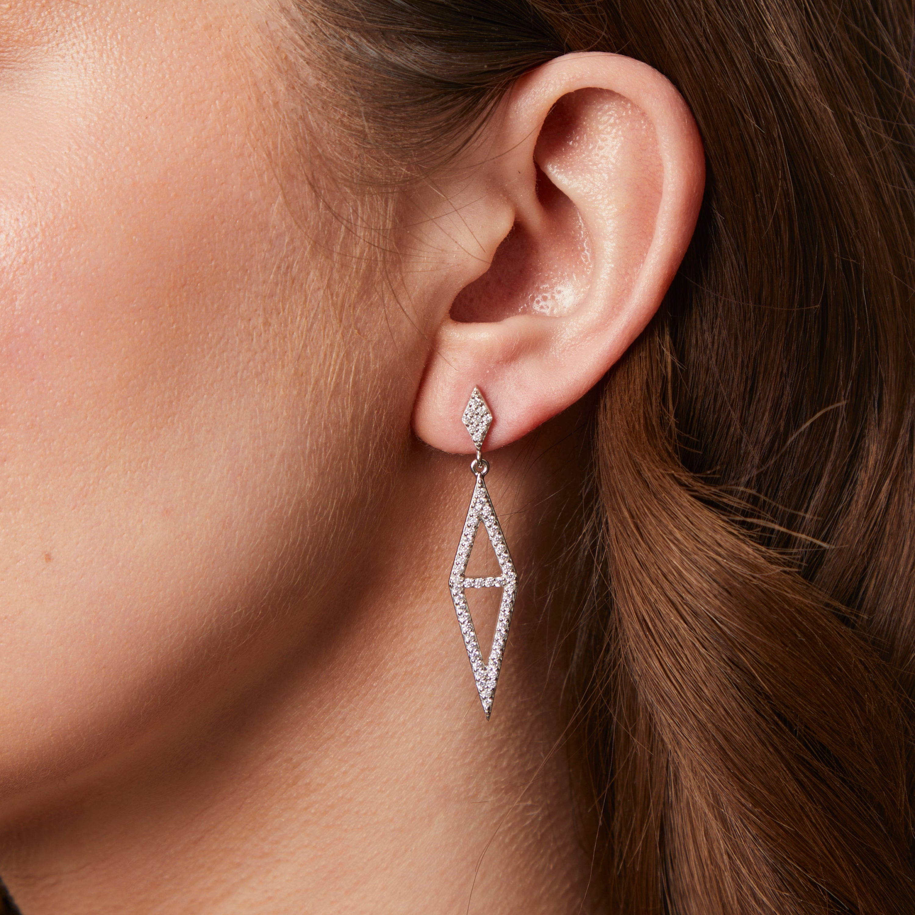 Sterling Silver Art Deco Drop Earrings