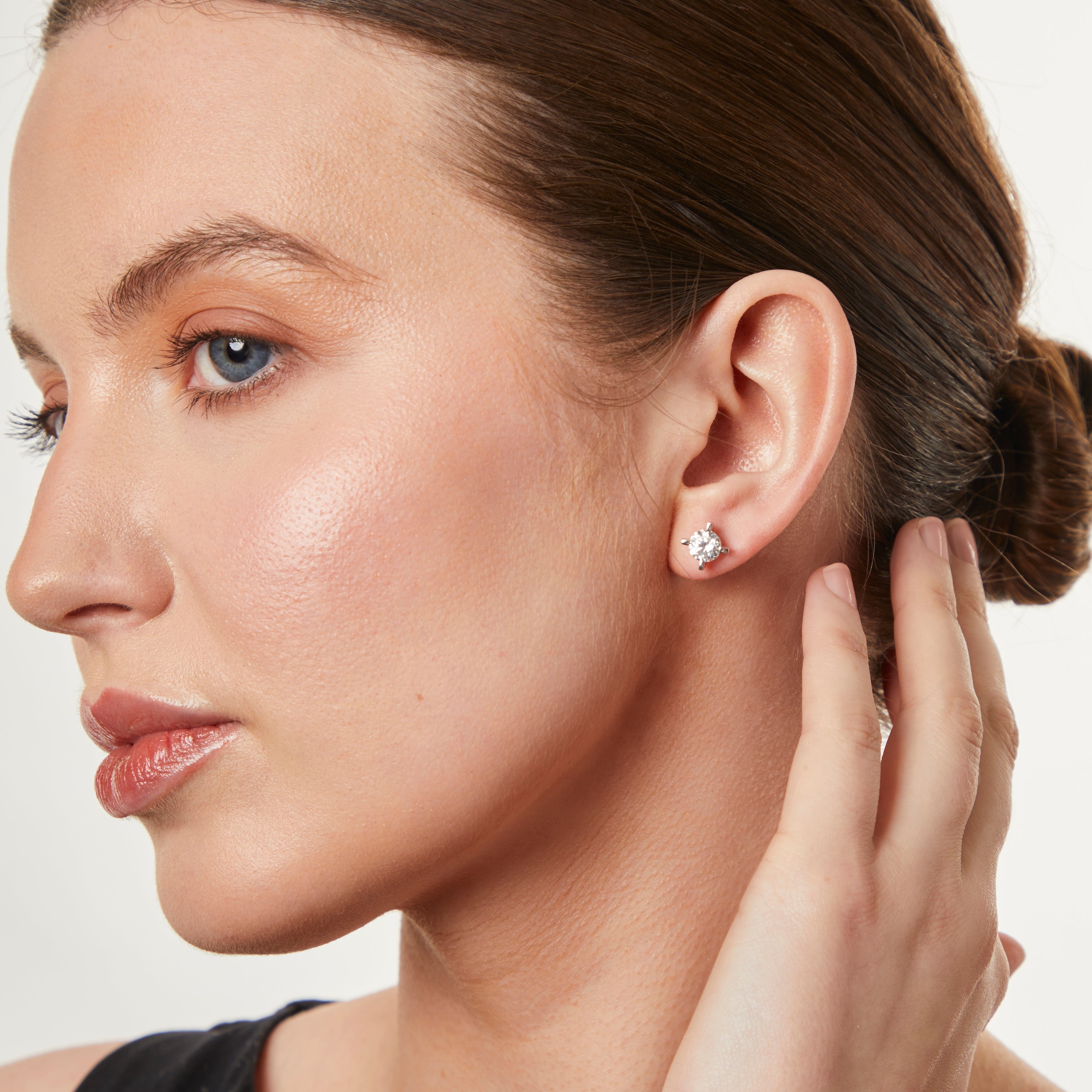 Sterling Silver Large Four Claw Solitaire Earrings