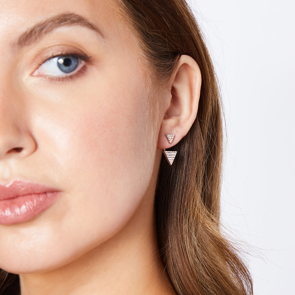 Sterling Silver Triangle Stud Jacket Earrings