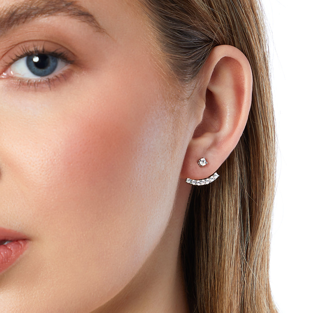 Sterling Silver Cubic Zirconia Jacket Earrings